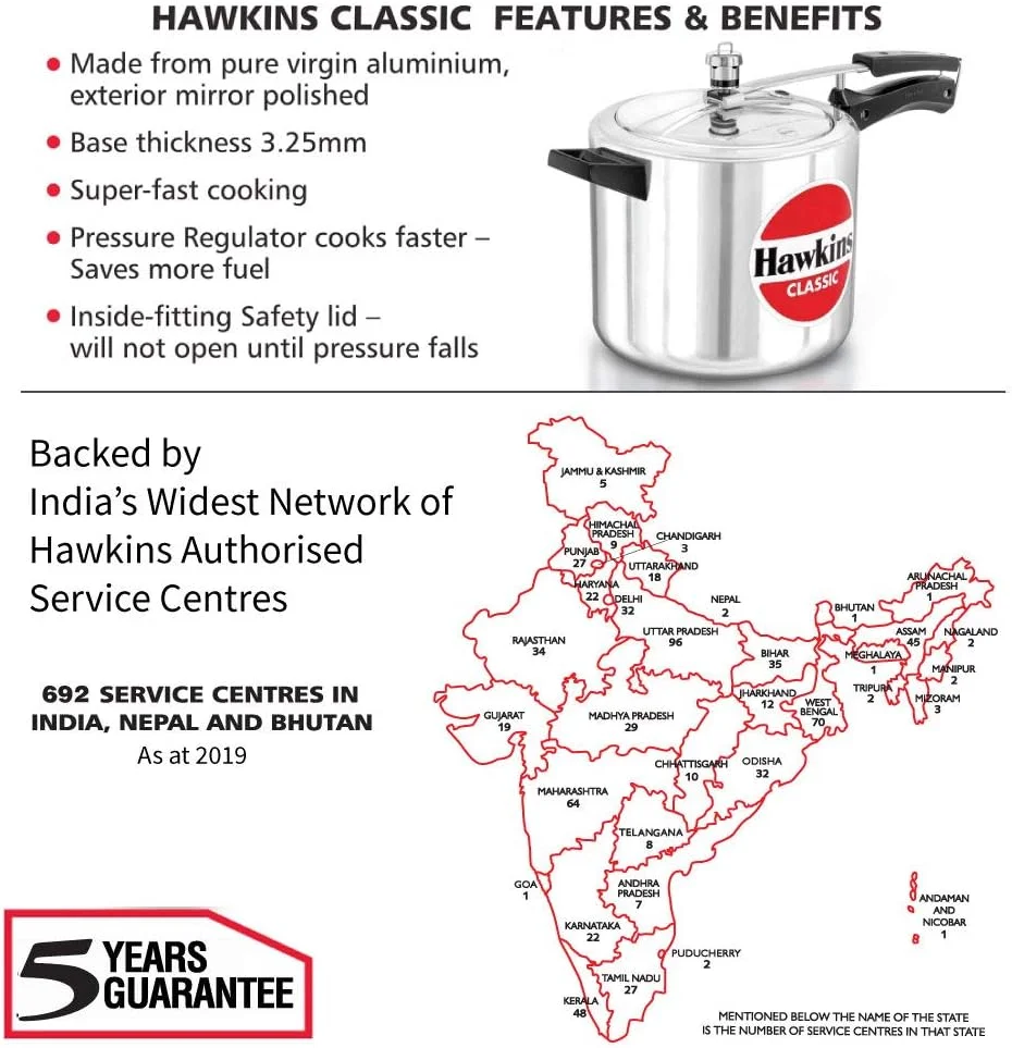 زودپز آلومینیومی کلاسیک هاوکینز، 6.5 لیتر، نقره ای