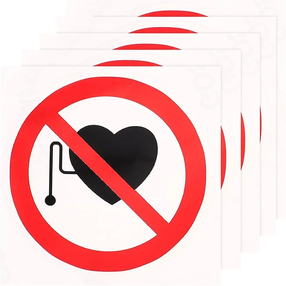 FOMIYES 5 عدد برچسب بدون ضربان ساز برچسب هشدار بدون ضربان ساز برچسب های علامت هشدار ایمنی برچسب های چسبی مواد شیمیایی