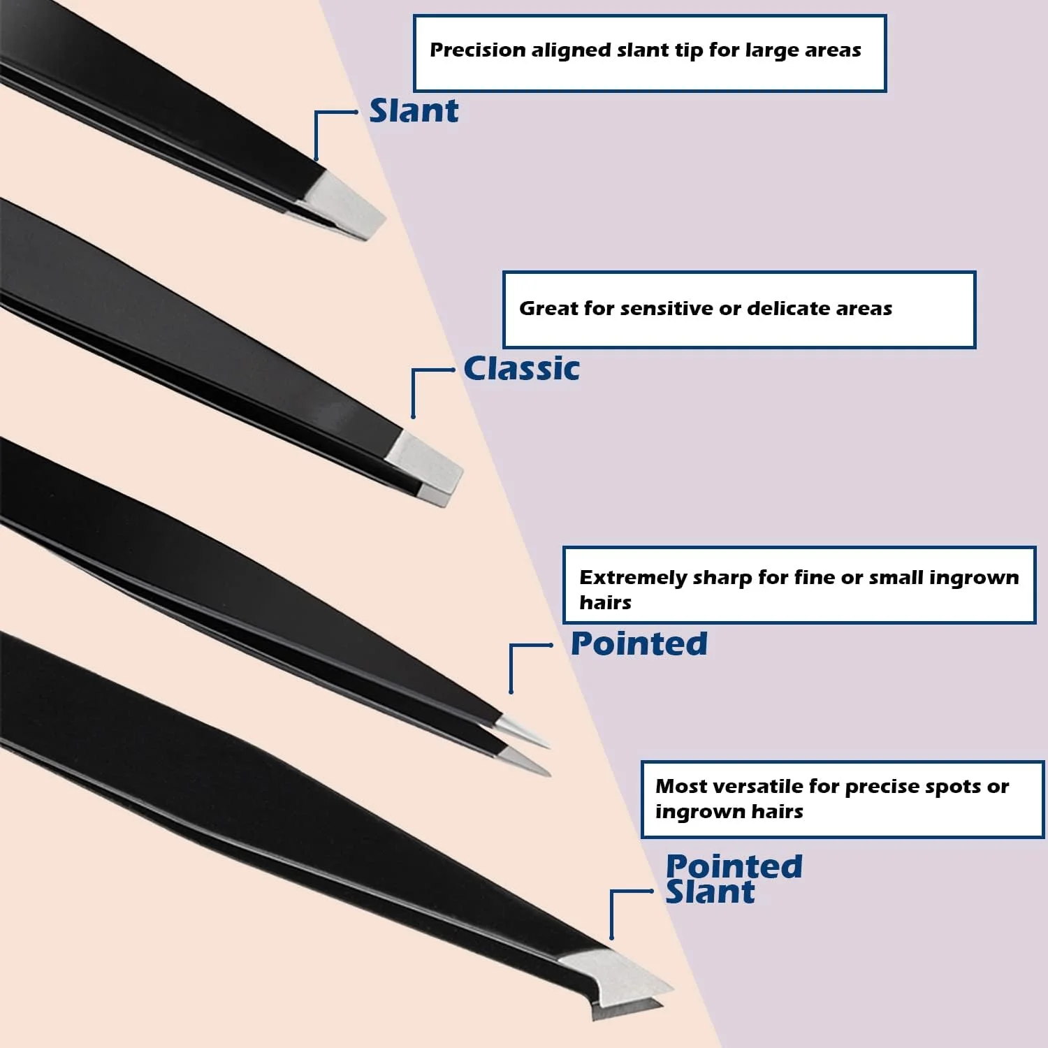 موچین ابرو حرفه ای Stadux برای موهای صورت بانوان، ست 4 عددی موچین برای آقایان و بانوان، موچین دقیق برای اصلاح موهای صورت، برداشتن ابرو و موهای زیر پوستی