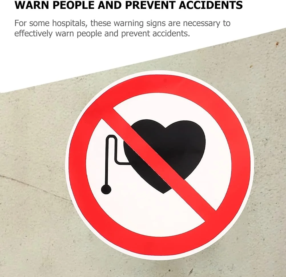 FOMIYES 5 عدد برچسب بدون ضربان ساز برچسب هشدار بدون ضربان ساز برچسب های علامت هشدار ایمنی برچسب های چسبی مواد شیمیایی