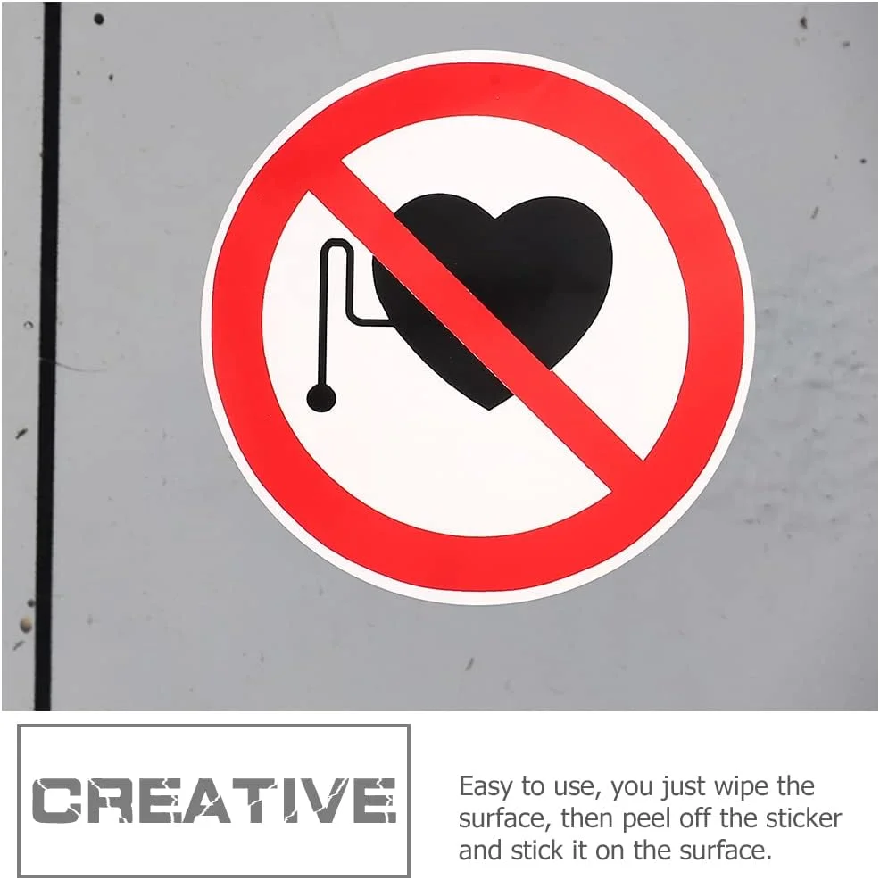 FOMIYES 5 عدد برچسب بدون ضربان ساز برچسب هشدار بدون ضربان ساز برچسب های علامت هشدار ایمنی برچسب های چسبی مواد شیمیایی