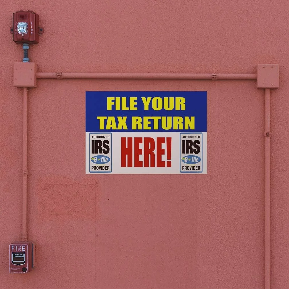 برچسب های وینیل Fastasticdeals در اندازه های مختلف - اینجا اظهارنامه مالیاتی خود را ثبت کنید! علامت ایمنی صنعتی کسب و کار Irs - برچسب وینیل کسب و کار 35x25 سانتی متر