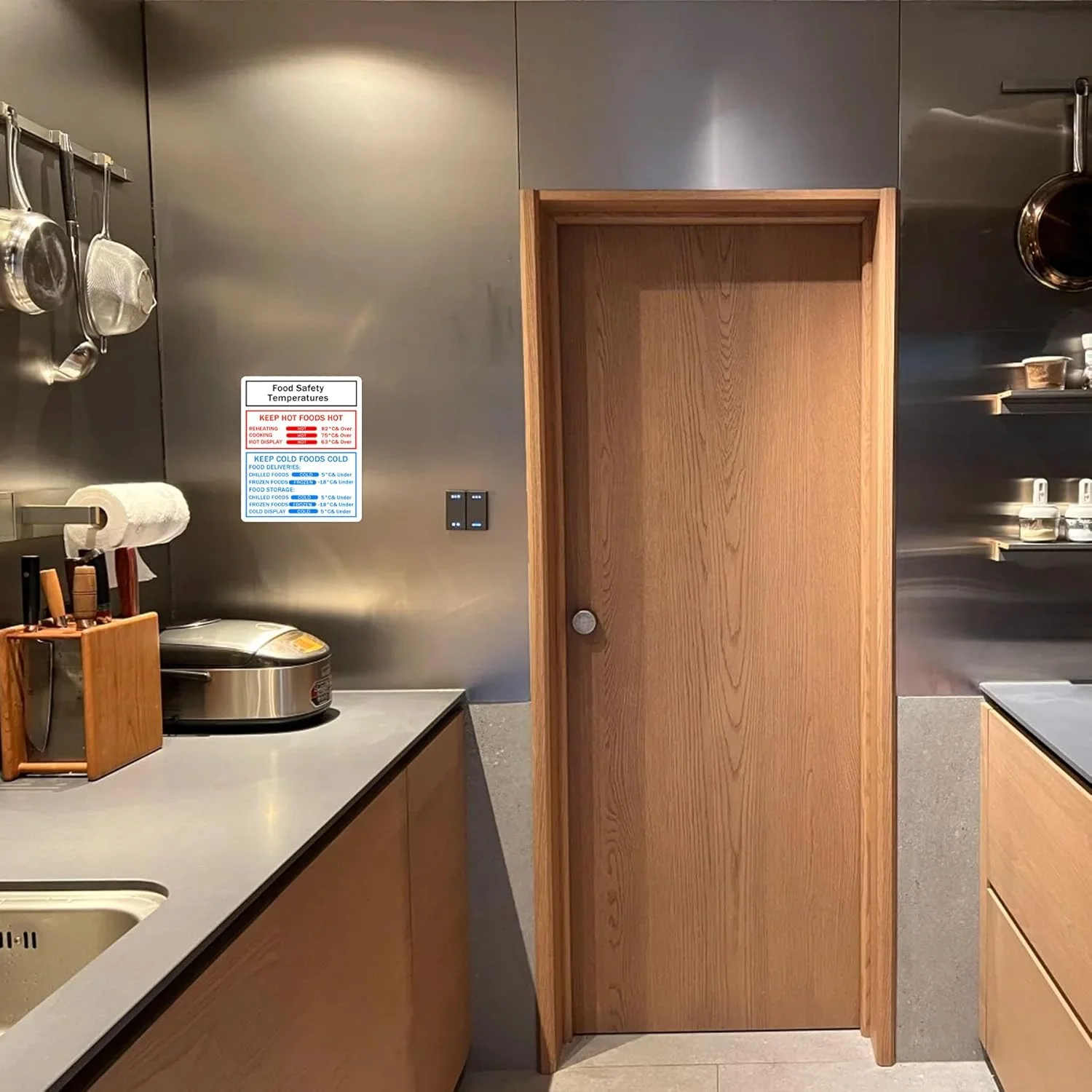 برچسب های علامت دمای ایمنی مواد غذایی 4 عددی - برچسب های آشپزخانه وینیل برای بهداشت و ایمنی در تهیه غذا (152.4x182.9 میلی متر)