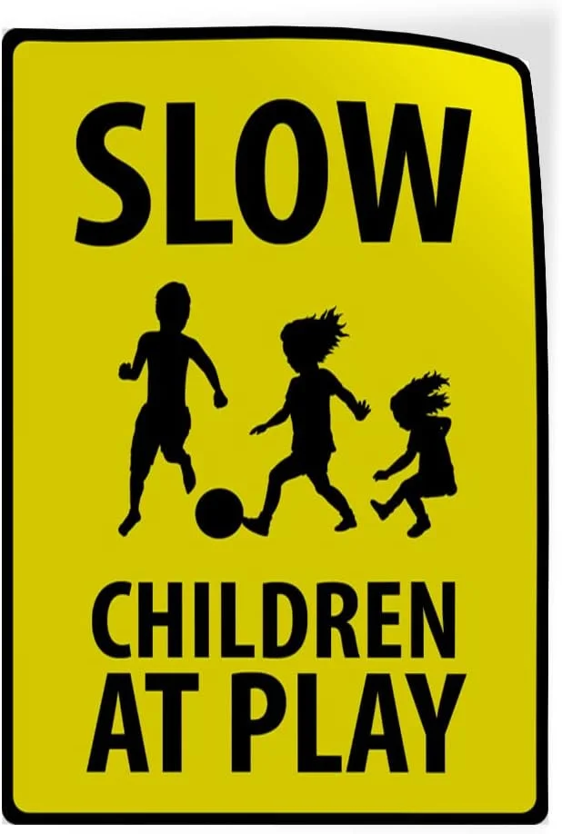 برچسب های صنعتی Fastasticdeals، استیکرهای عمودی وینیل، علامت احتیاط؛ علامت کودکان در حال بازی، علامت ایمنی صنعتی، فقط طراحی برچسب ایمنی، 30x45 سانتی متر، فقط طراحی