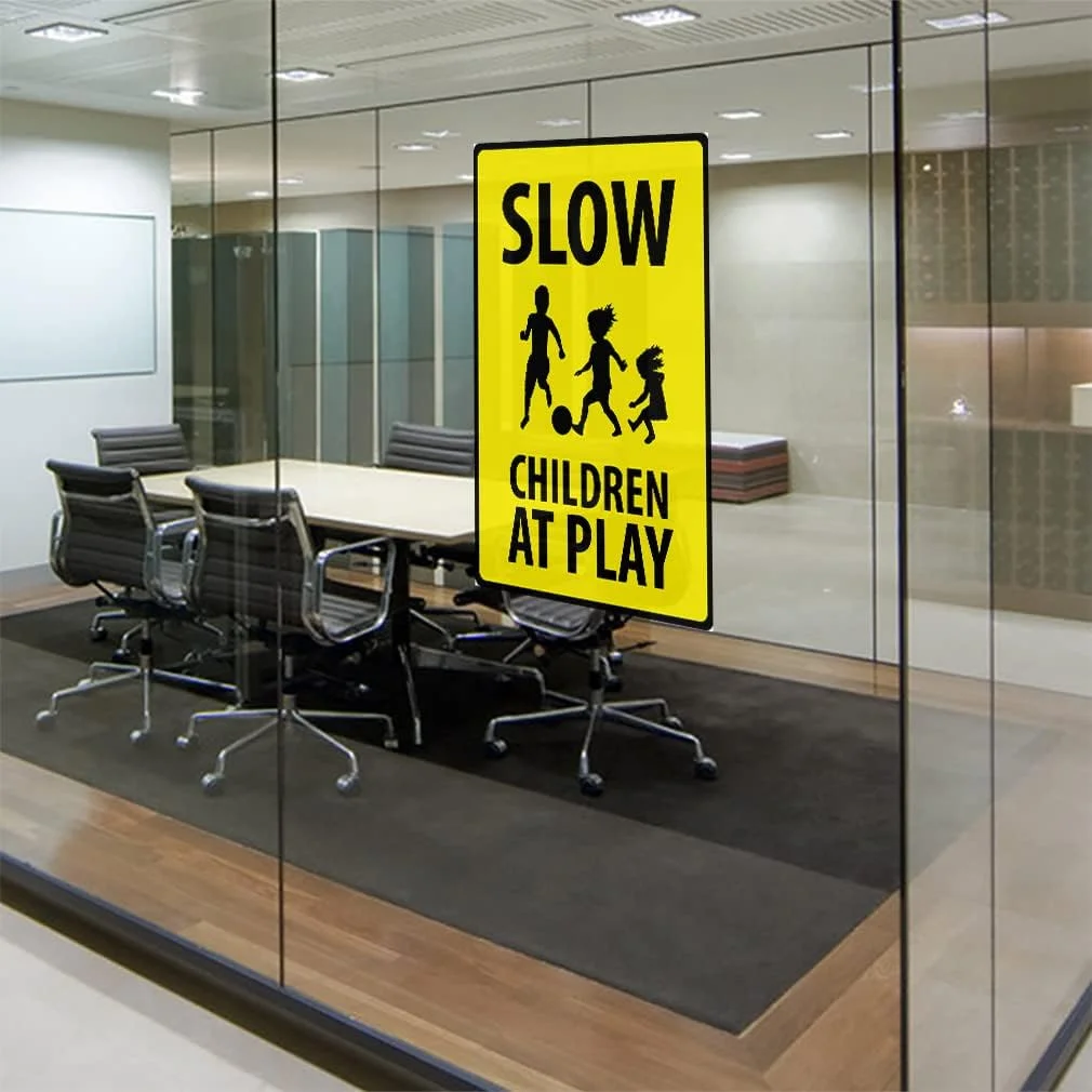 برچسب های صنعتی Fastasticdeals، استیکرهای عمودی وینیل، علامت احتیاط؛ علامت کودکان در حال بازی، علامت ایمنی صنعتی، فقط طراحی برچسب ایمنی، 30x45 سانتی متر، فقط طراحی