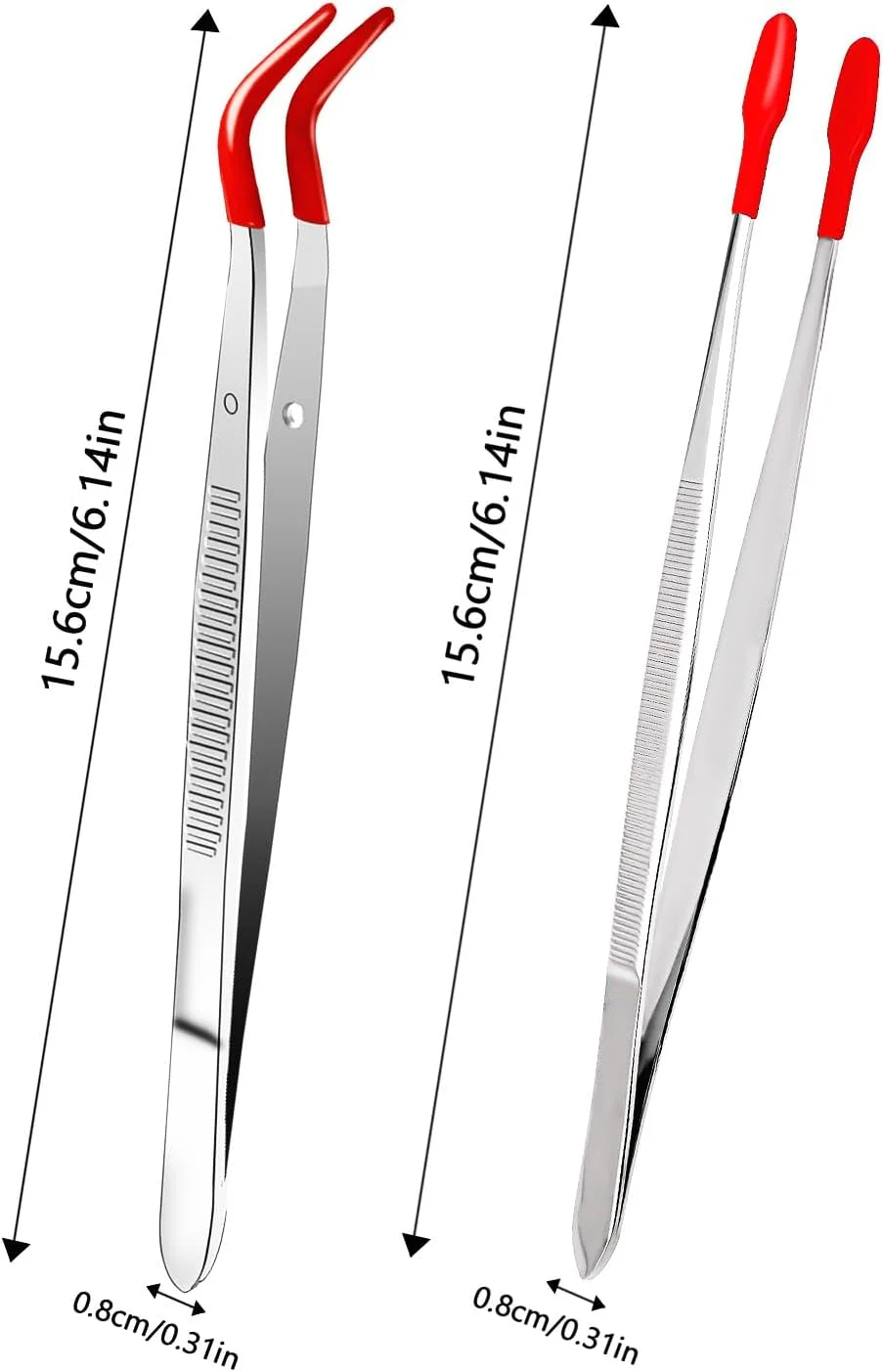 Sliverdew 2-Piece Craft Tweezers with Rubber Tips, Stainless Steel, Red, Practical, Angled & Curved Tips for Jewellery, DIY Crafts, Stamp Coins Sliverdew 2-Piece Craft Tweezers with Rubber Tips, Stainless Steel, Red, Practical, Angled & Curved Tips for Jewellery, DIY Crafts, Stamp Coins