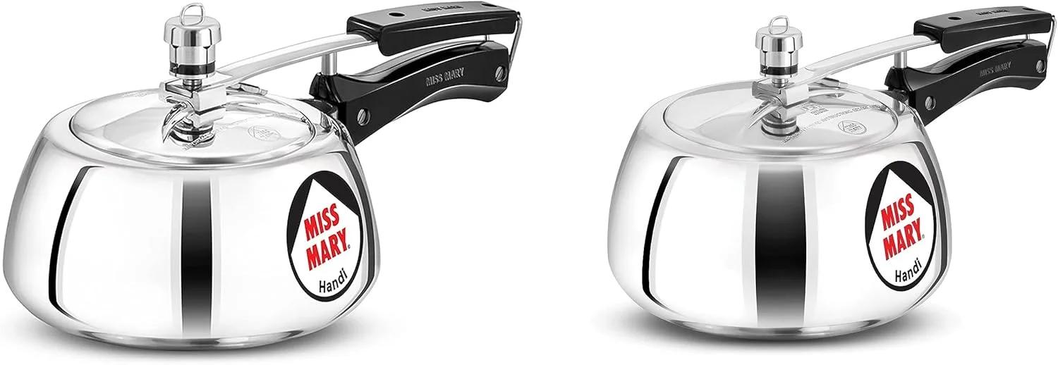 زودپز هندی هاوکینز مدل Miss Mary با درب داخلی آلومینیومی، ست ترکیبی، نقره ای (2 لیتر و 3 لیتر)