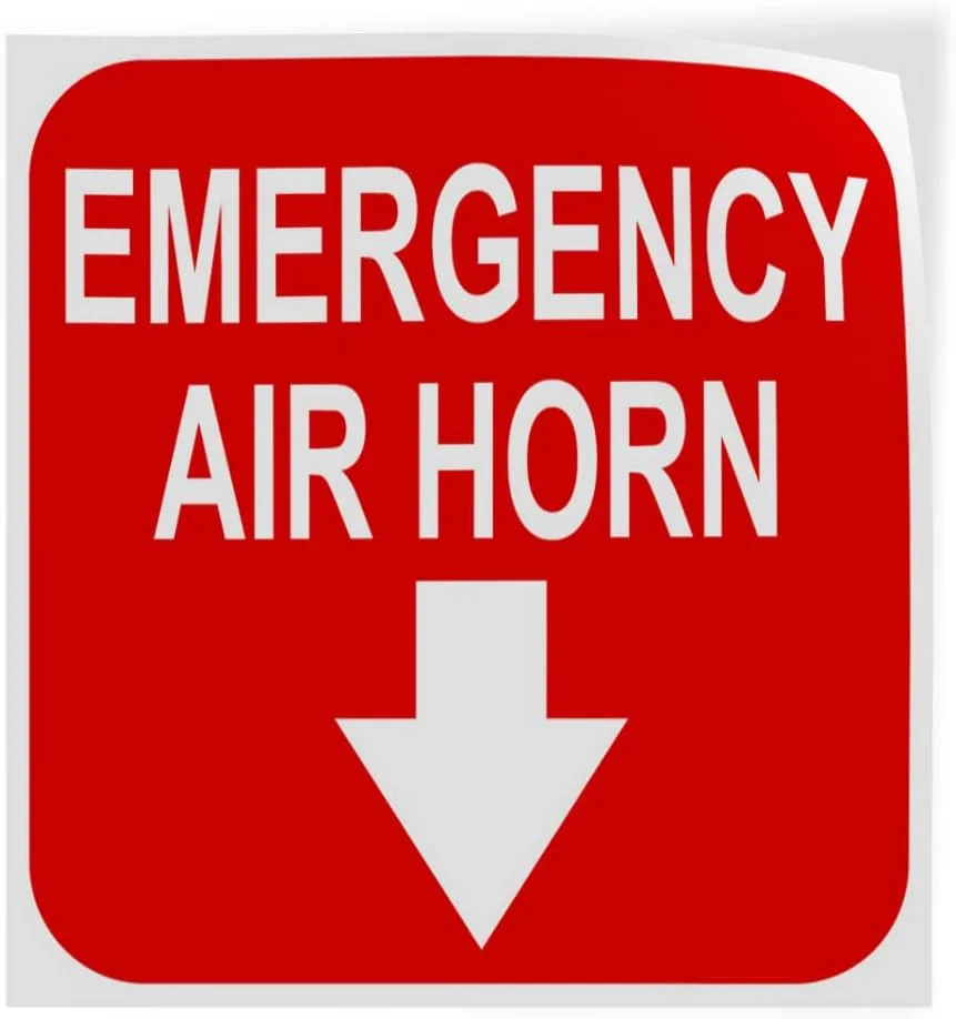 برچسب های صنعتی Fastasticdeals، استیکرهای مربعی وینیل، علامت بوق هوای اضطراری، خروجی آتش نشانی و علامت ایمنی صنعتی اضطراری، فقط طراحی برچسب 10x10 اینچ