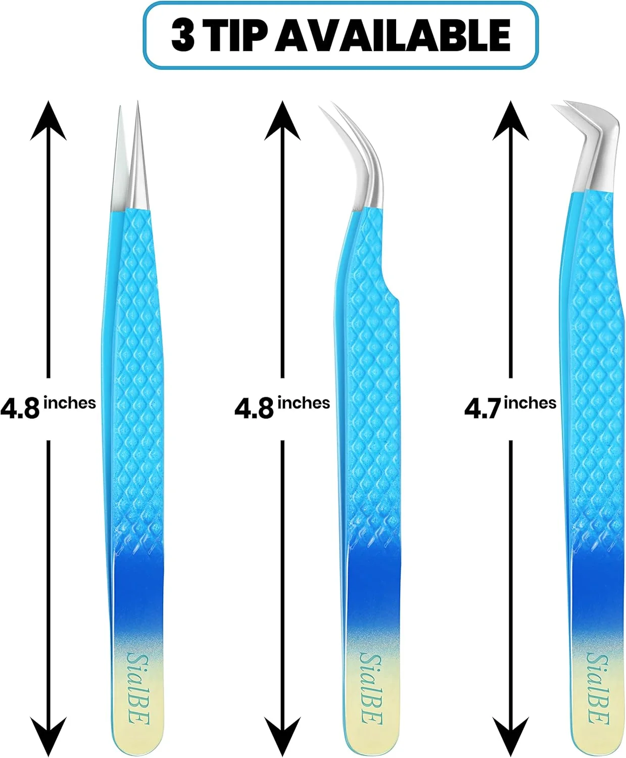 موچین اکستنشن مژه SialBE - ست 3 عددی موچین مژه با دسته الماسی برای اکستنشن مژه - موچین مژه صاف، خمیده و L شکل، موچین اکستنشن مژه با نوک نقره ای موچین اکستنشن مژه SialBE - ست 3 عددی موچین مژه با دسته الماسی برای اکستنشن مژه - موچین مژه صاف، خمیده و L شکل، موچین اکستنشن مژه با نوک نقره ای