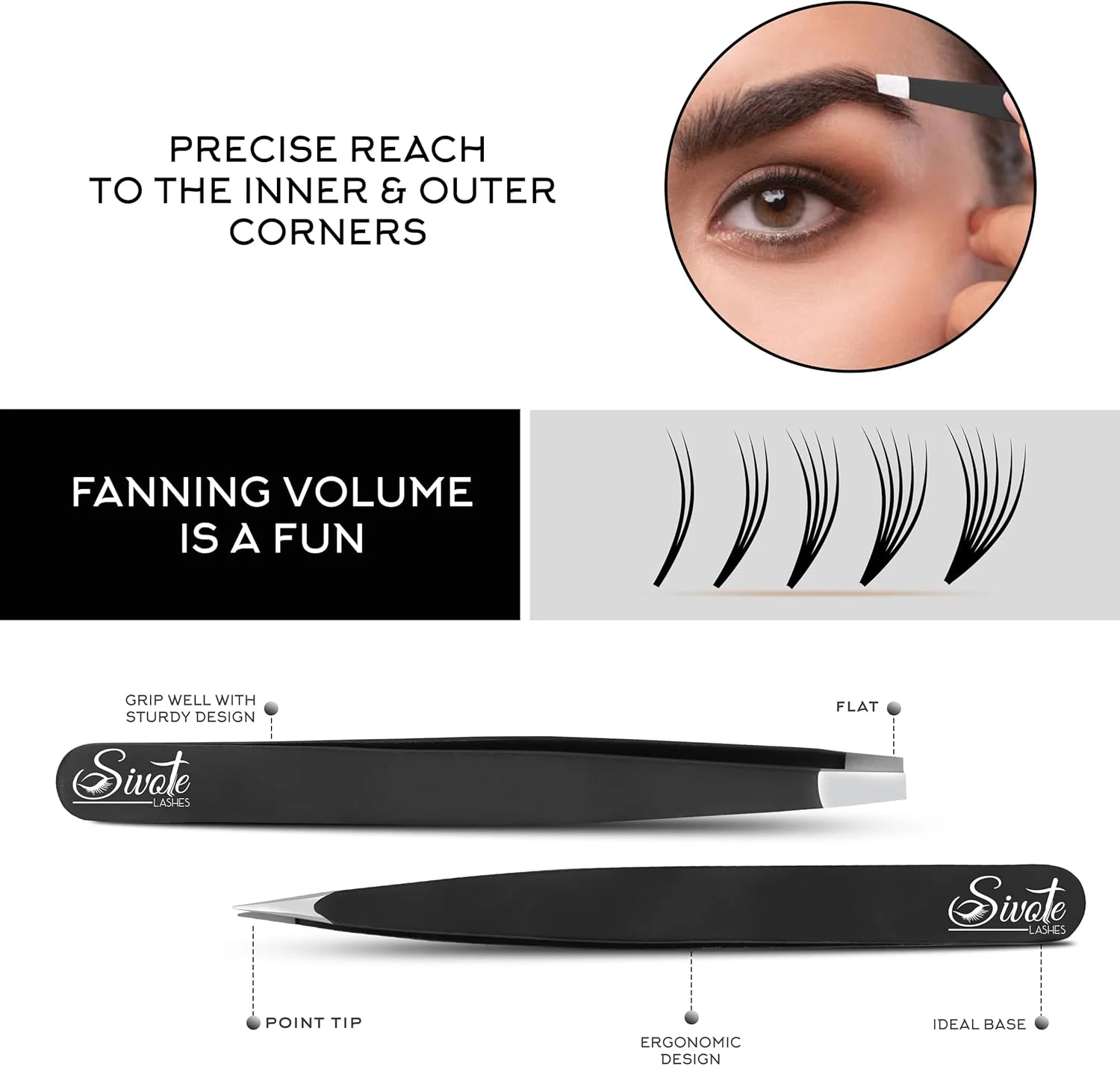 موچین سیوته، بسته 4 عددی، مشکی