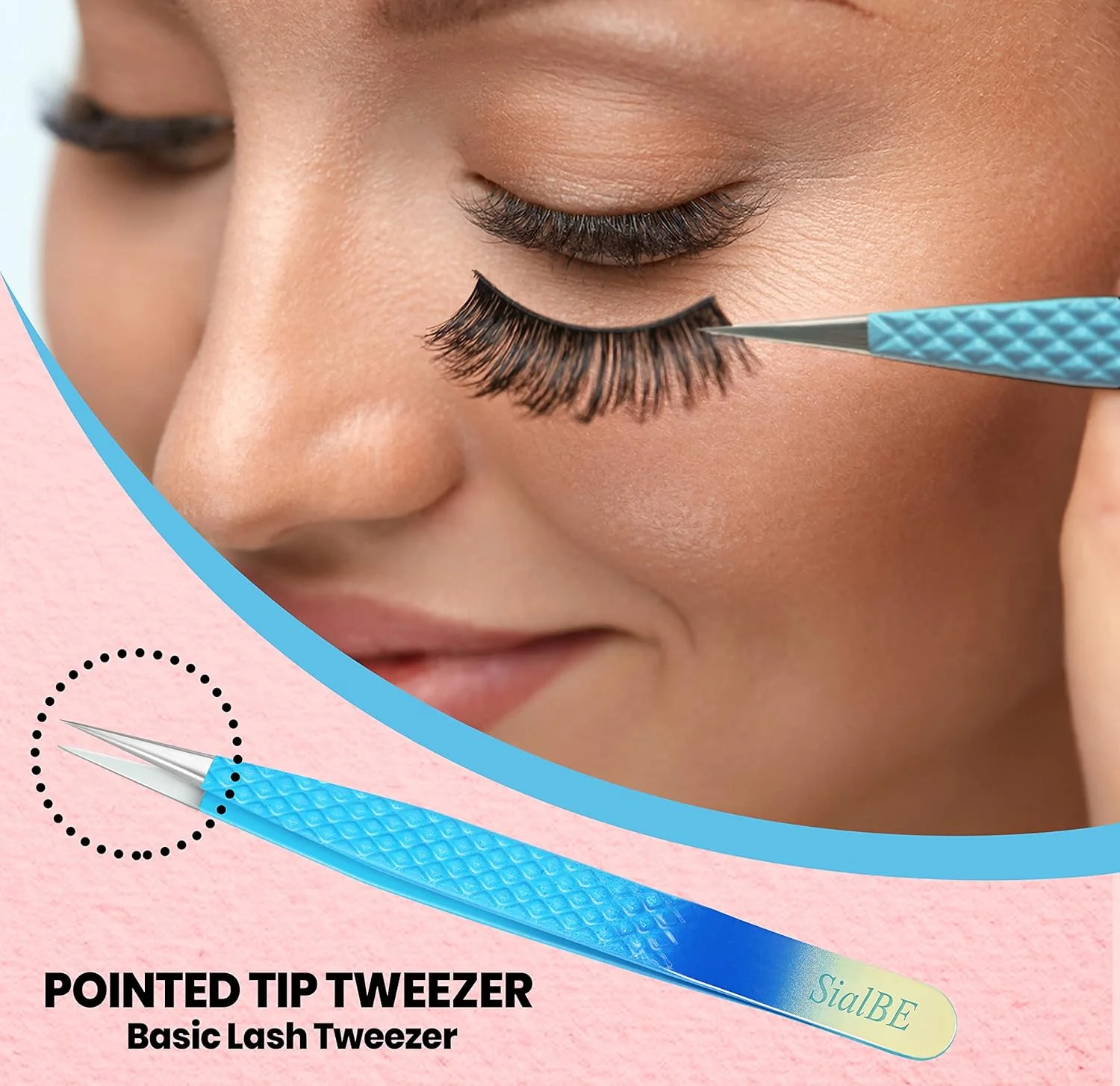 موچین اکستنشن مژه SialBE - ست 3 عددی موچین مژه با دسته الماسی برای اکستنشن مژه - موچین مژه صاف، خمیده و L شکل، موچین اکستنشن مژه با نوک نقره ای موچین اکستنشن مژه SialBE - ست 3 عددی موچین مژه با دسته الماسی برای اکستنشن مژه - موچین مژه صاف، خمیده و L شکل، موچین اکستنشن مژه با نوک نقره ای