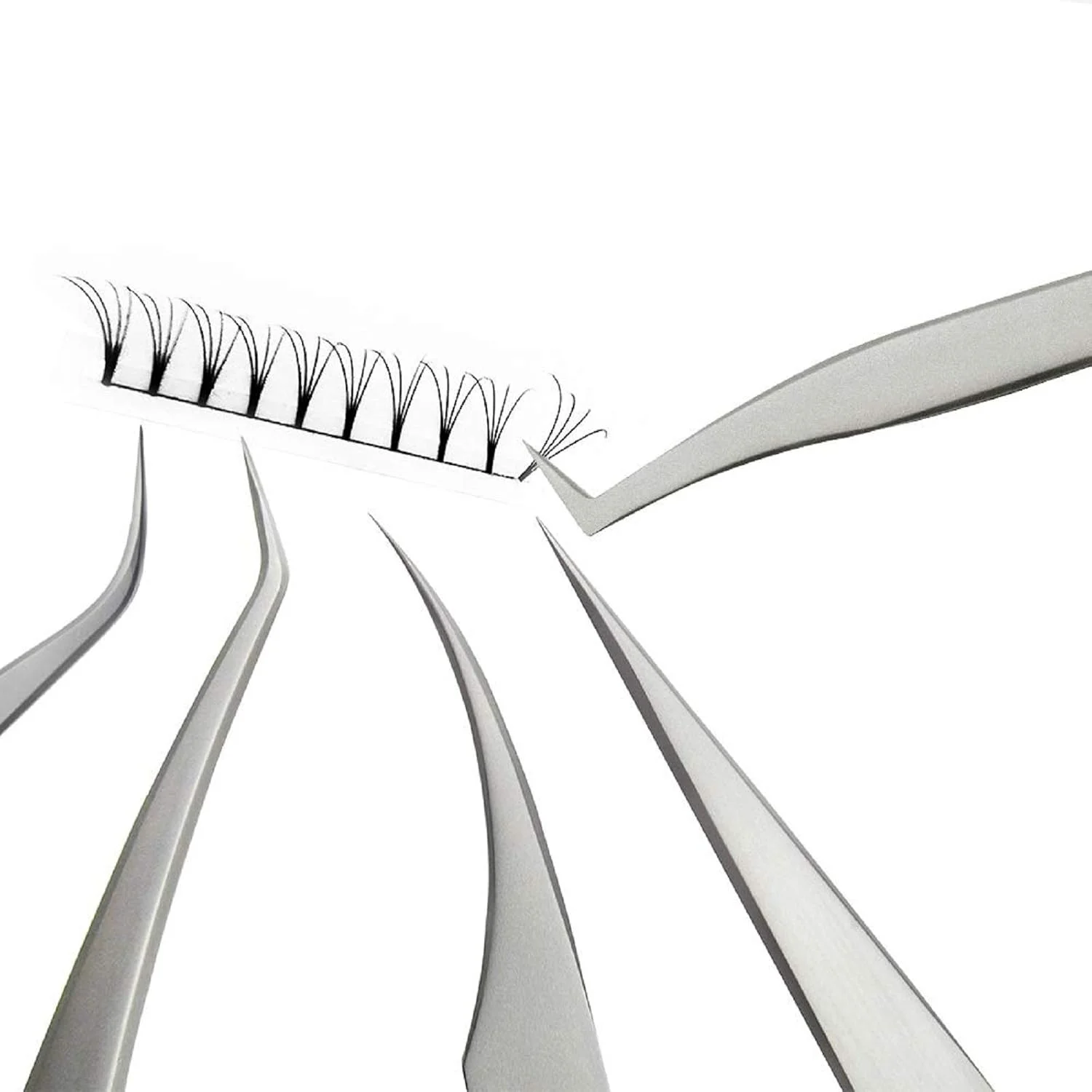 ست موچین اکستنشن مژه SHZDMH، ابزار اپلیکاتور مژه، موچین های نوک تیز خمیده و مستقیم برای اکستنشن مژه ست موچین اکستنشن مژه SHZDMH، ابزار اپلیکاتور مژه، موچین های نوک تیز خمیده و مستقیم برای اکستنشن مژه