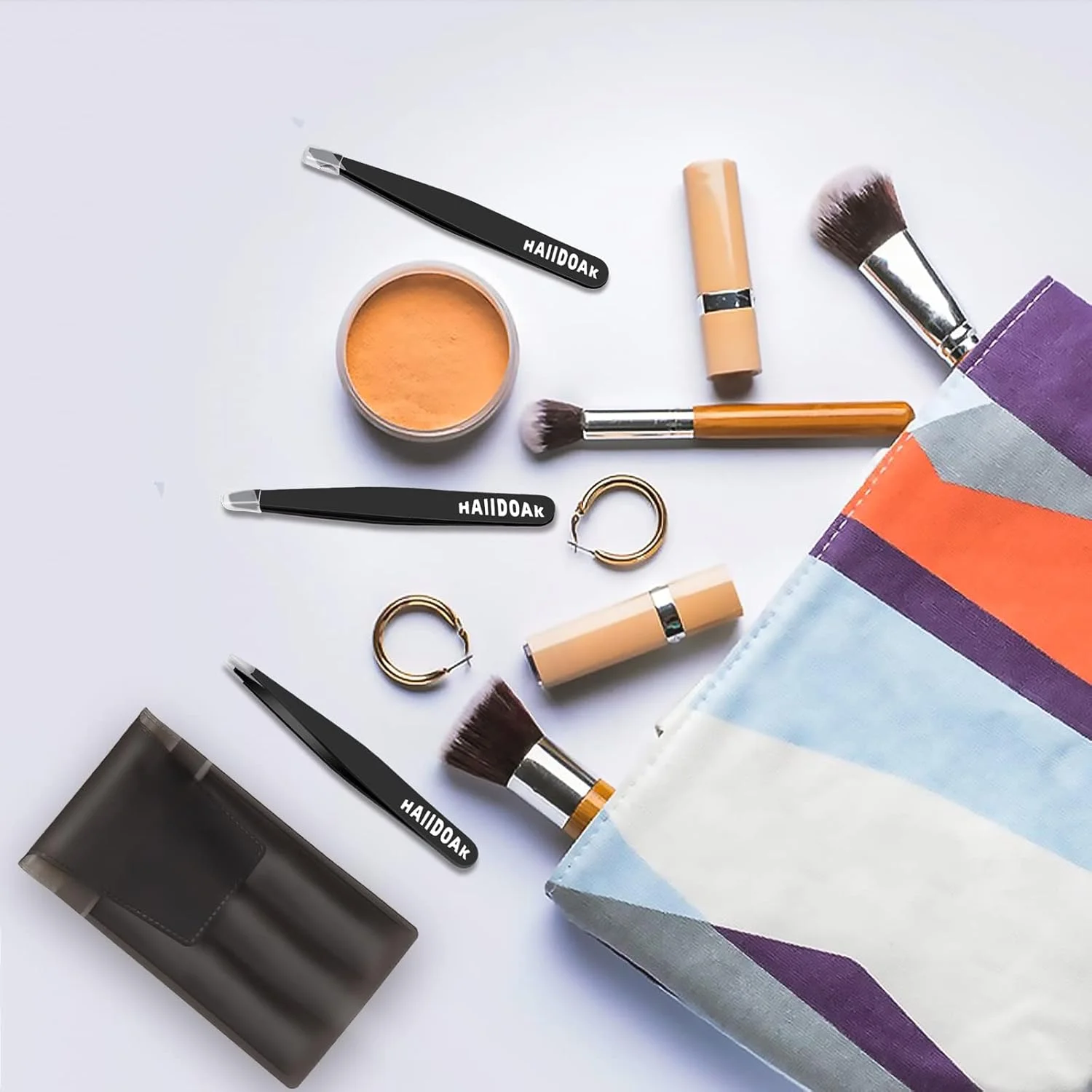 ست موچین HAIIDOAK، موچین های حرفه ای استیل ضد زنگ برای ابرو، دقت عالی برای موهای صورت، برداشتن خرده ها و موهای زیر پوستی (3 عدد / 3.8 اینچ، مشکی)