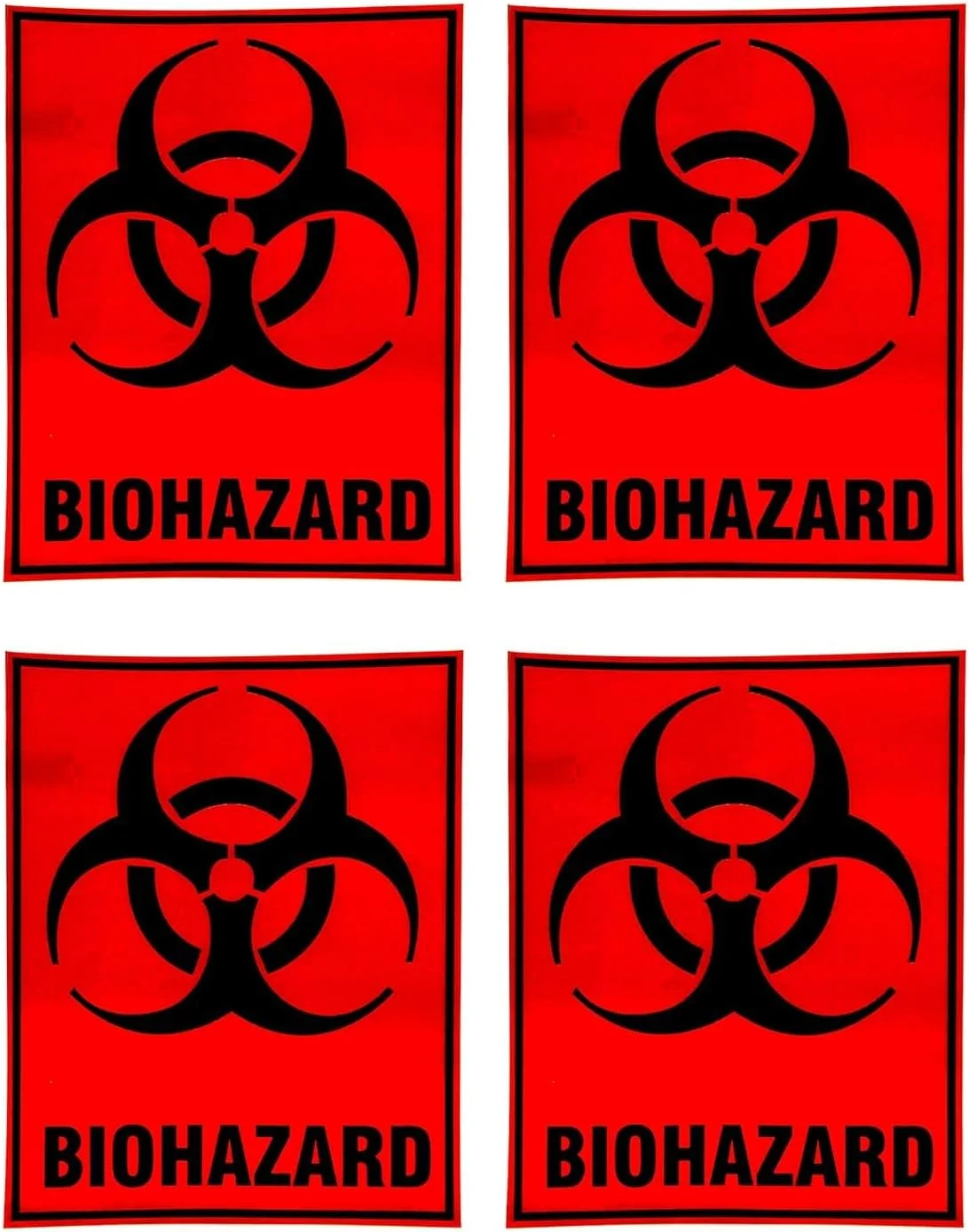eSplanade بسته 4 عددی برچسب/استیکر علامت هشدار خطر بیولوژیکی 5" X 4" مناسب فضای داخلی/خارجی - وینیل خود چسب پشت