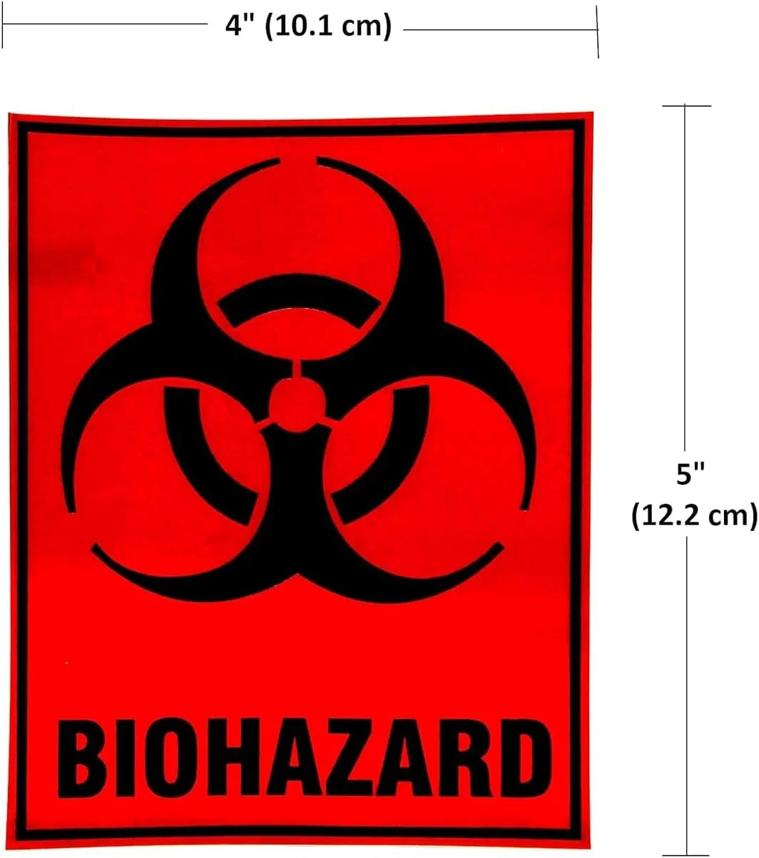 eSplanade بسته 4 عددی برچسب/استیکر علامت هشدار خطر بیولوژیکی 5" X 4" مناسب فضای داخلی/خارجی - وینیل خود چسب پشت