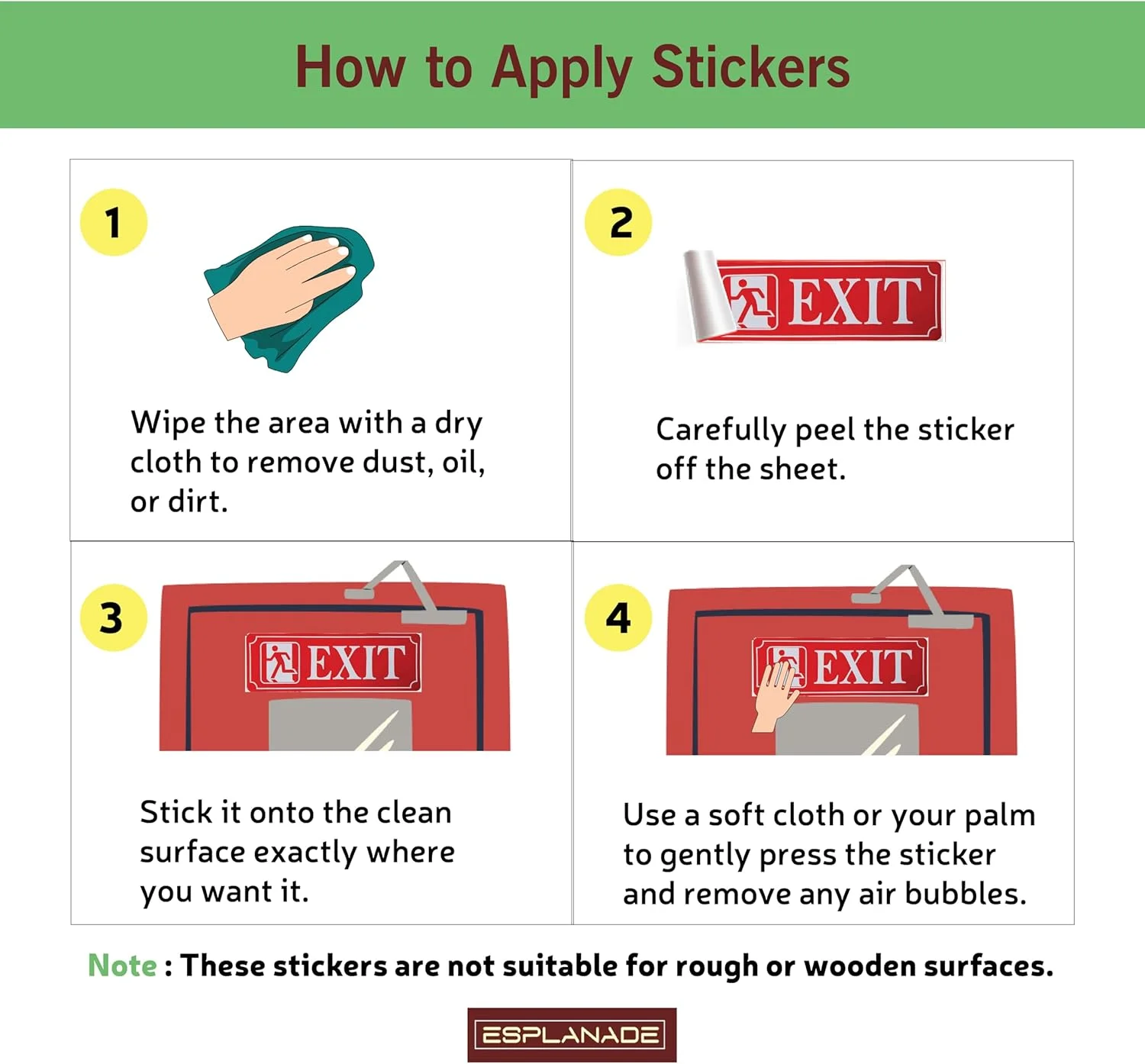 eSplanade بسته 4 عددی برچسب/استیکر علامت هشدار خطر بیولوژیکی 5" X 4" مناسب فضای داخلی/خارجی - وینیل خود چسب پشت