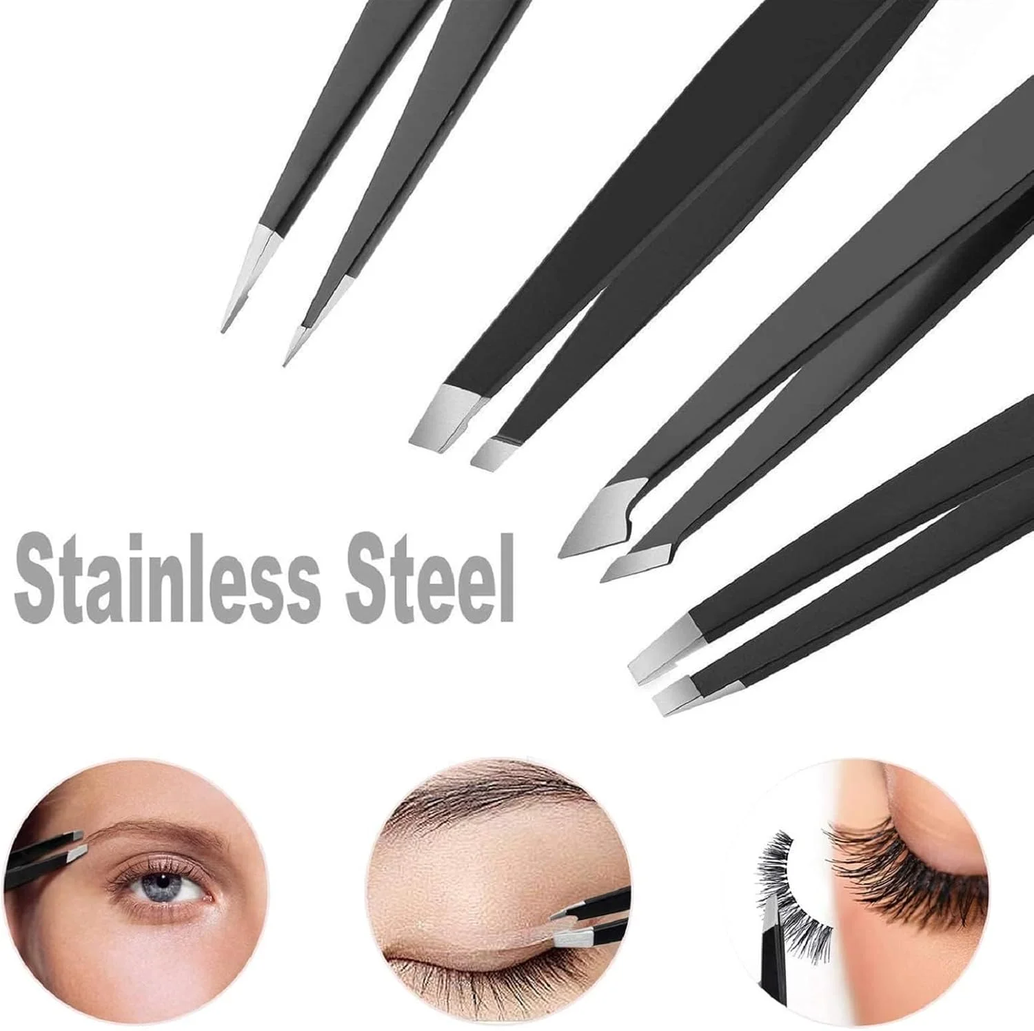 ست موچین استیل ضد زنگ دقیق برای مژه، موهای زیر پوستی و برداشتن اکستنشن مژه