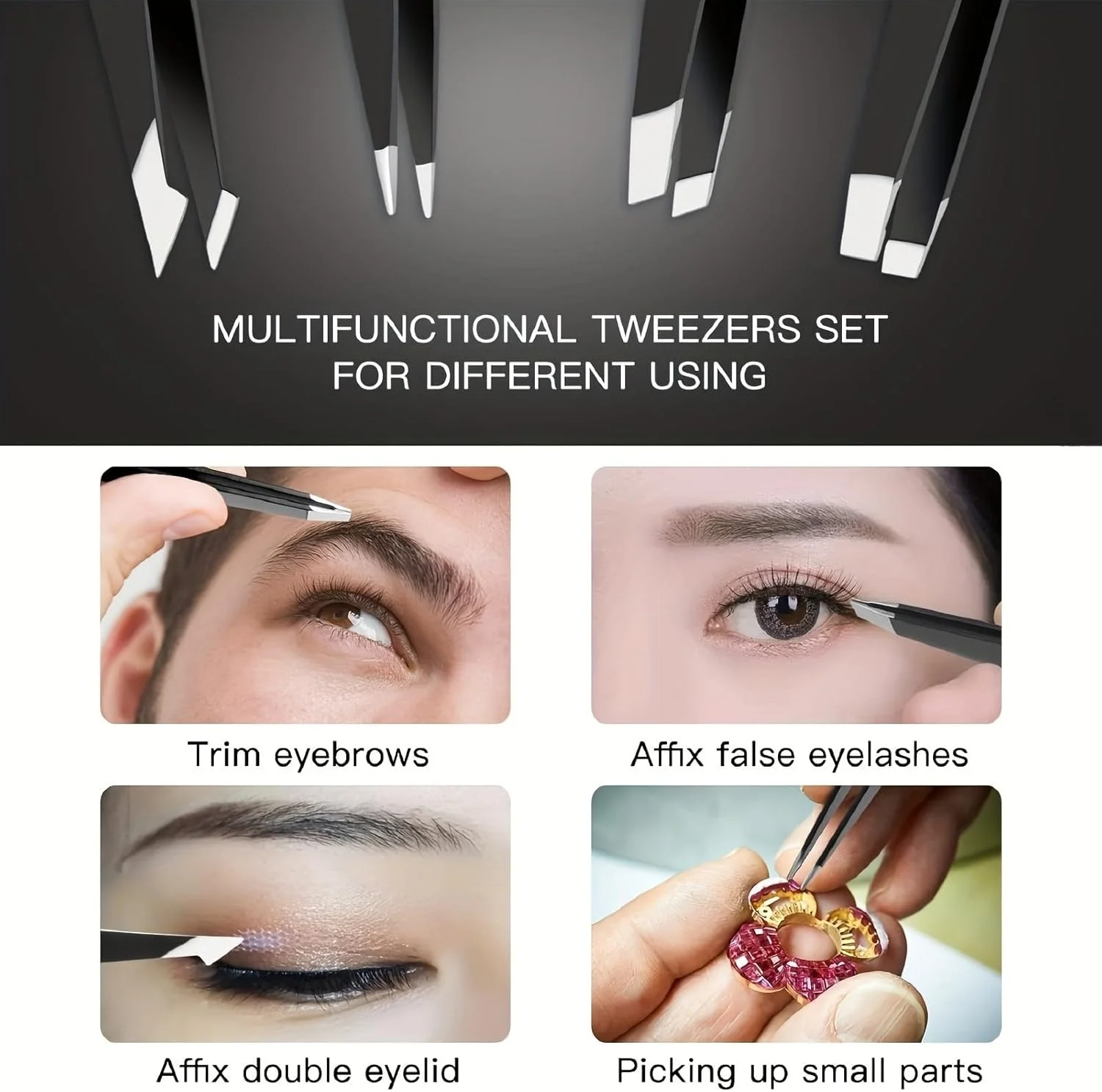 ست موچین استیل ضد زنگ دقیق برای مژه، موهای زیر پوستی و برداشتن اکستنشن مژه