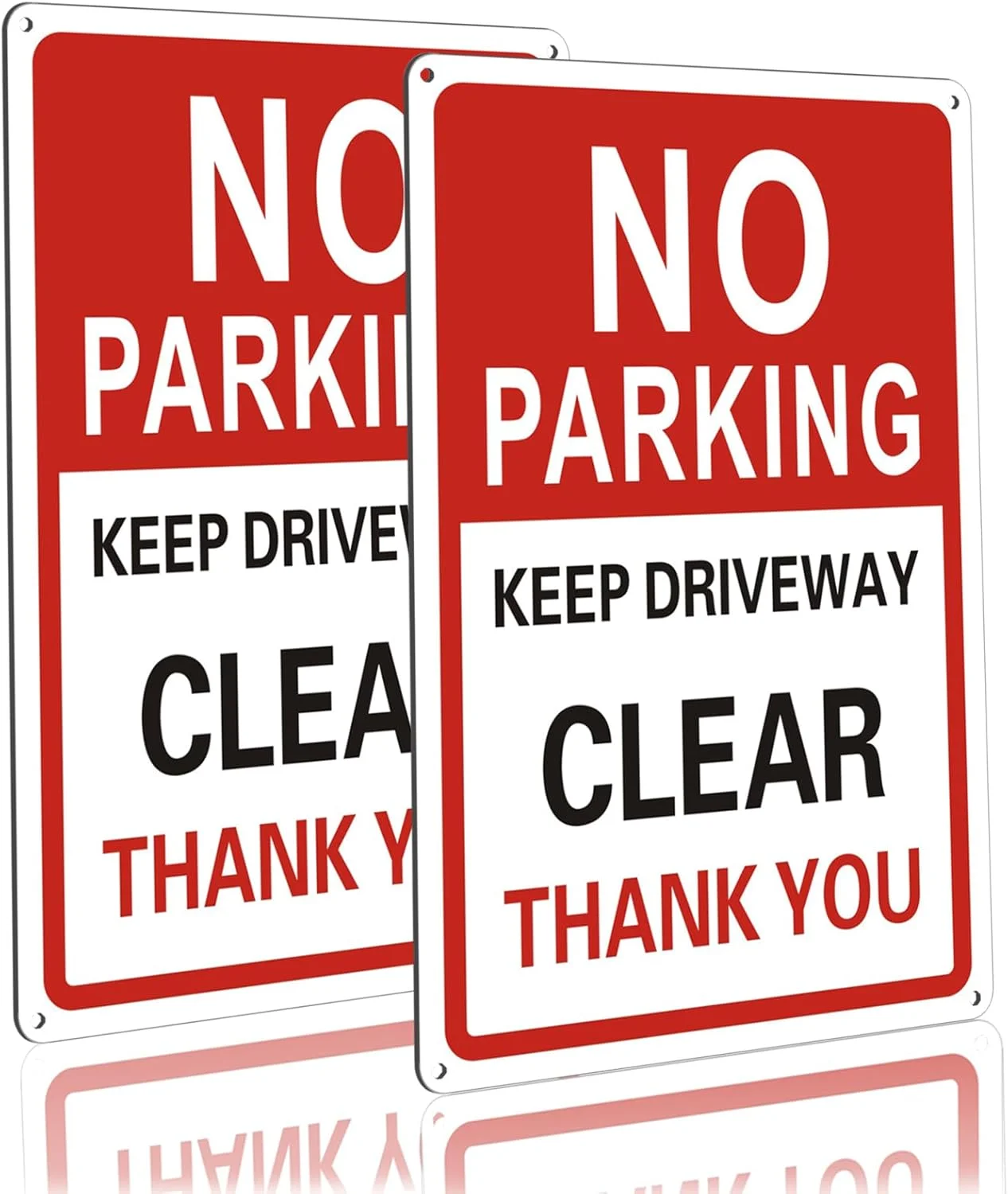 مجموعه 2 عددی تابلوی "پارک ممنوع، مسیر ورودی را باز نگه دارید"، 300mm x 200mm، تابلوهای ایمنی هشدار دهنده فلزی آلومینیومی بازتابنده بزرگ برای استفاده در فضای باز و داخل حیاط، مقاوم در برابر آب و هوا، 6 سوراخ از پیش سوراخ شده برای نصب آسان، قرمز