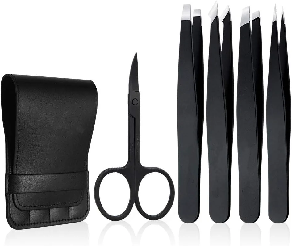 ست موچین 5 تکه Sabado - موچین های حرفه ای استیل ضد زنگ به همراه قیچی خمیده، بهترین موچین دقیق برای ابرو، برداشتن موهای زیر پوستی و خرده ها به همراه کیف چرمی (مشکی) ست موچین 5 تکه Sabado - موچین های حرفه ای استیل ضد زنگ به همراه قیچی خمیده، بهترین موچین دقیق برای ابرو، برداشتن موهای زیر پوستی و خرده ها به همراه کیف چرمی (مشکی)