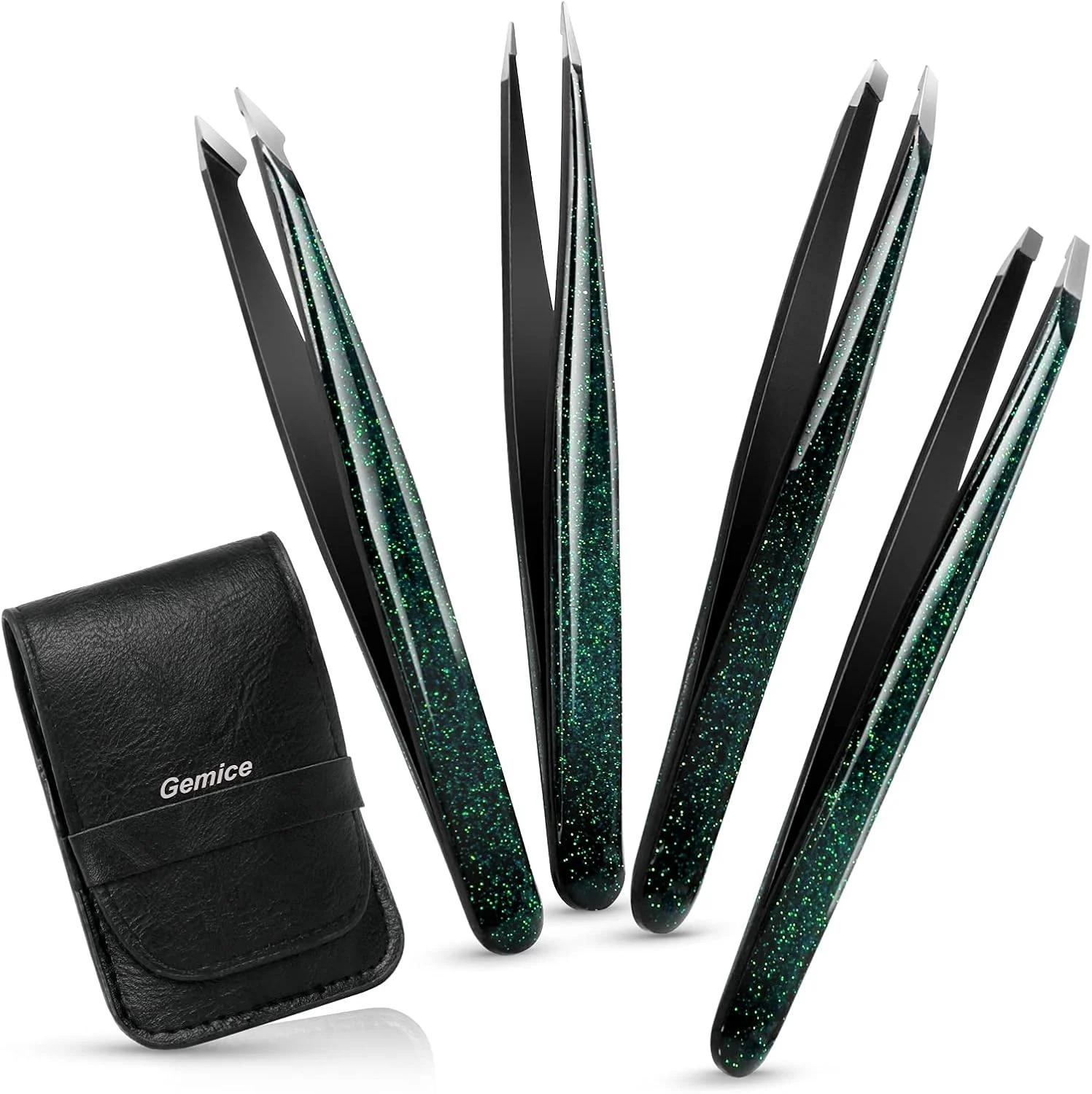 ست موچین ابرو Gemice با کیف (4 عددی) موچین نوک بهبود یافته، موچین ابرو حرفه ای با روکش ضد لغزش، موچین های صیقلی ست موچین ابرو Gemice با کیف (4 عددی) موچین نوک بهبود یافته، موچین ابرو حرفه ای با روکش ضد لغزش، موچین های صیقلی