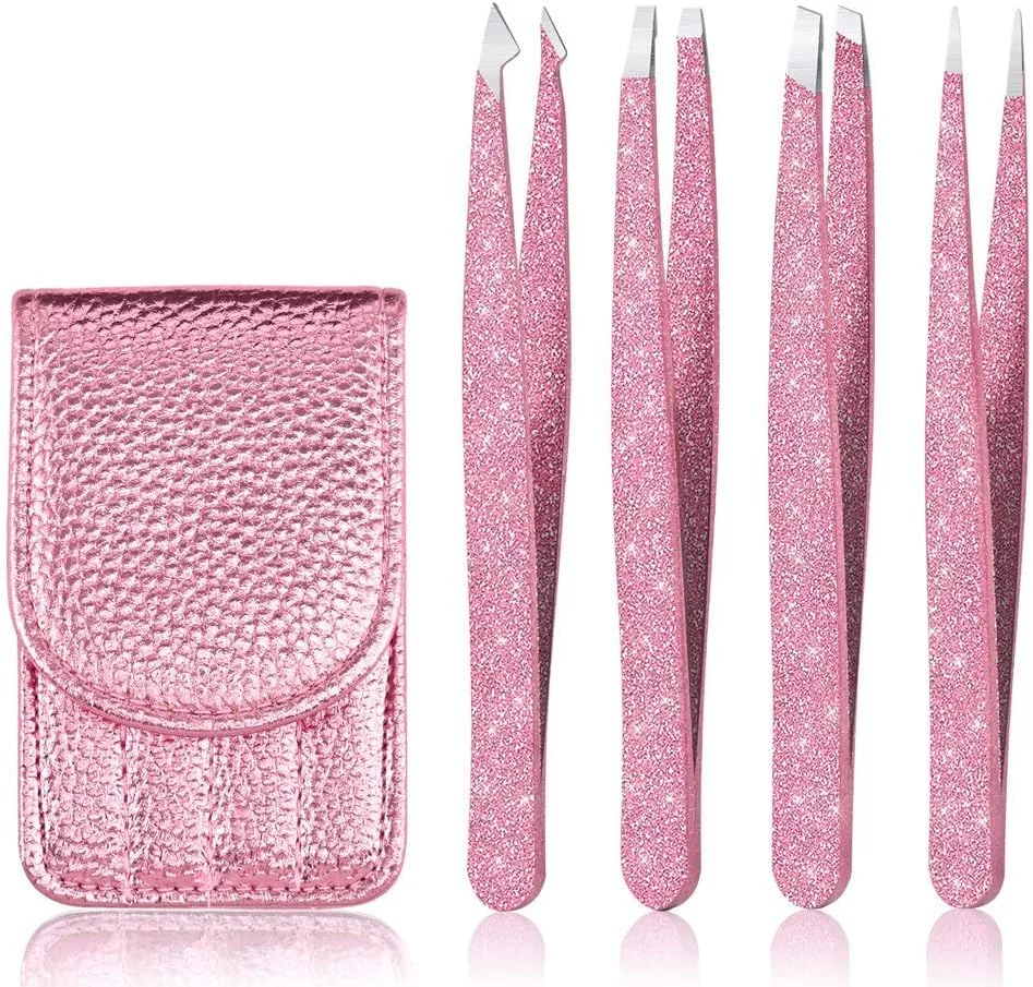 ست موچین 4 عددی Amytor، موچین های حرفه ای نوک مورب و نوک تیز استیل ضد زنگ با کیف چرمی - دقت برای ابرو، موهای زیر پوستی، موهای صورت، جوش های سرسیاه و اکستنشن مژه (رزگلد) ست موچین 4 عددی Amytor، موچین های حرفه ای نوک مورب و نوک تیز استیل ضد زنگ با کیف چرمی - دقت برای ابرو، موهای زیر پوستی، موهای صورت، جوش های سرسیاه و اکستنشن مژه (رزگلد)