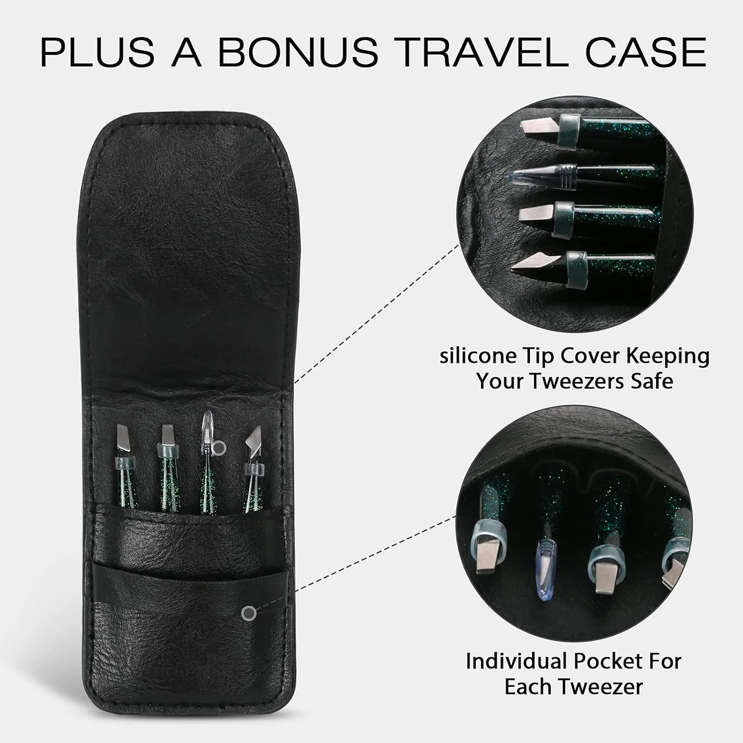 ست موچین ابرو Gemice با کیف (4 عددی) موچین نوک بهبود یافته، موچین ابرو حرفه ای با روکش ضد لغزش، موچین های صیقلی ست موچین ابرو Gemice با کیف (4 عددی) موچین نوک بهبود یافته، موچین ابرو حرفه ای با روکش ضد لغزش، موچین های صیقلی