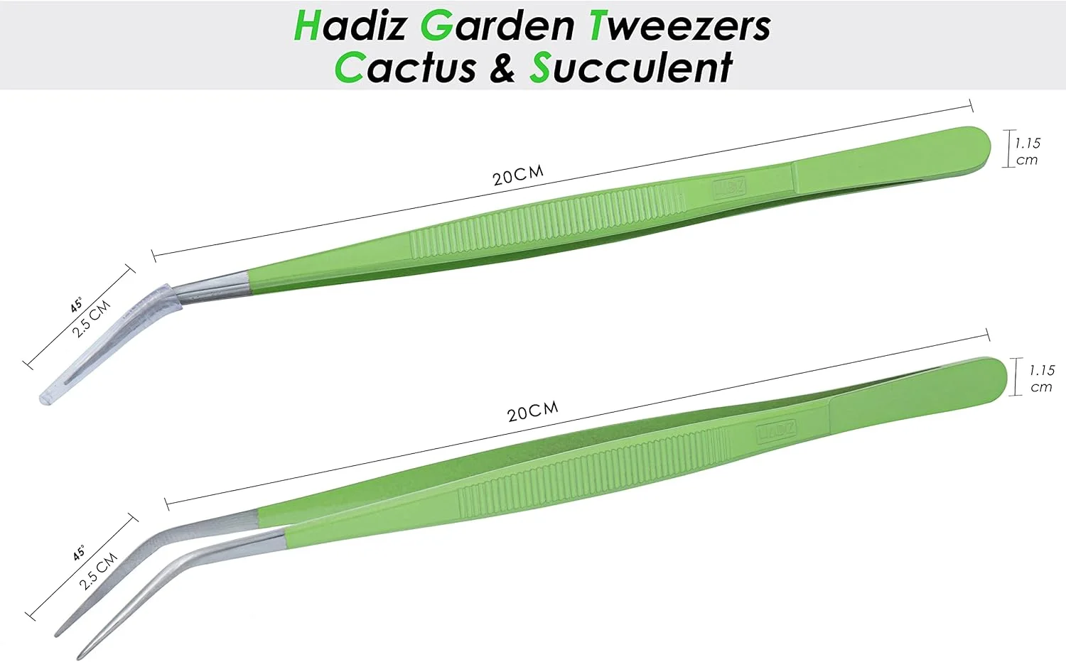 ست دو عددی موچین باغبانی استیل HADIZ با نوک خمیده برای باغبانی کاکتوس و گیاهان گوشتی (خمیده) ست دو عددی موچین باغبانی استیل HADIZ با نوک خمیده برای باغبانی کاکتوس و گیاهان گوشتی (خمیده)