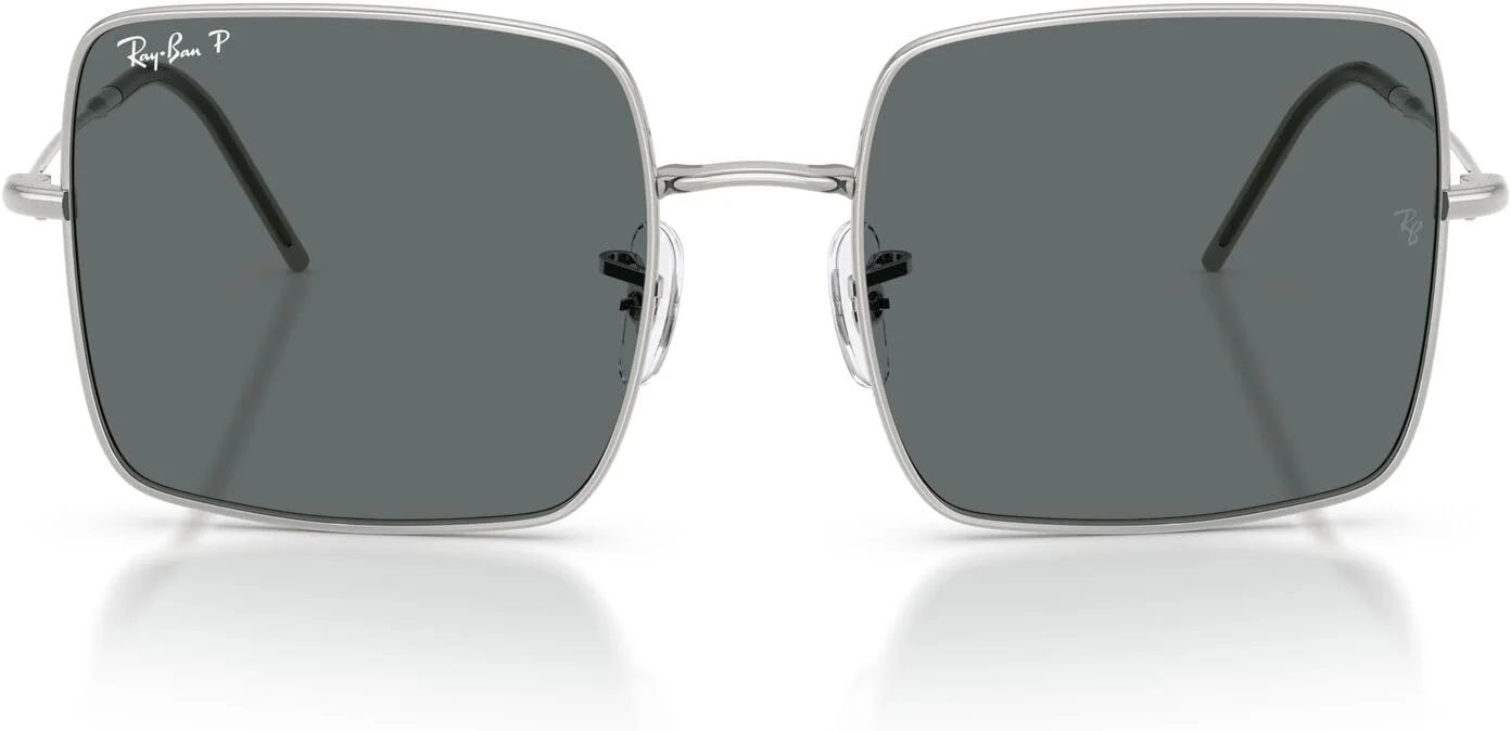 عینک آفتابی زنانه ری بن مدل RBR0104S Square 1971 Reverse، نقره ای/خاکستری تیره پلاریزه، 54 میلی متر