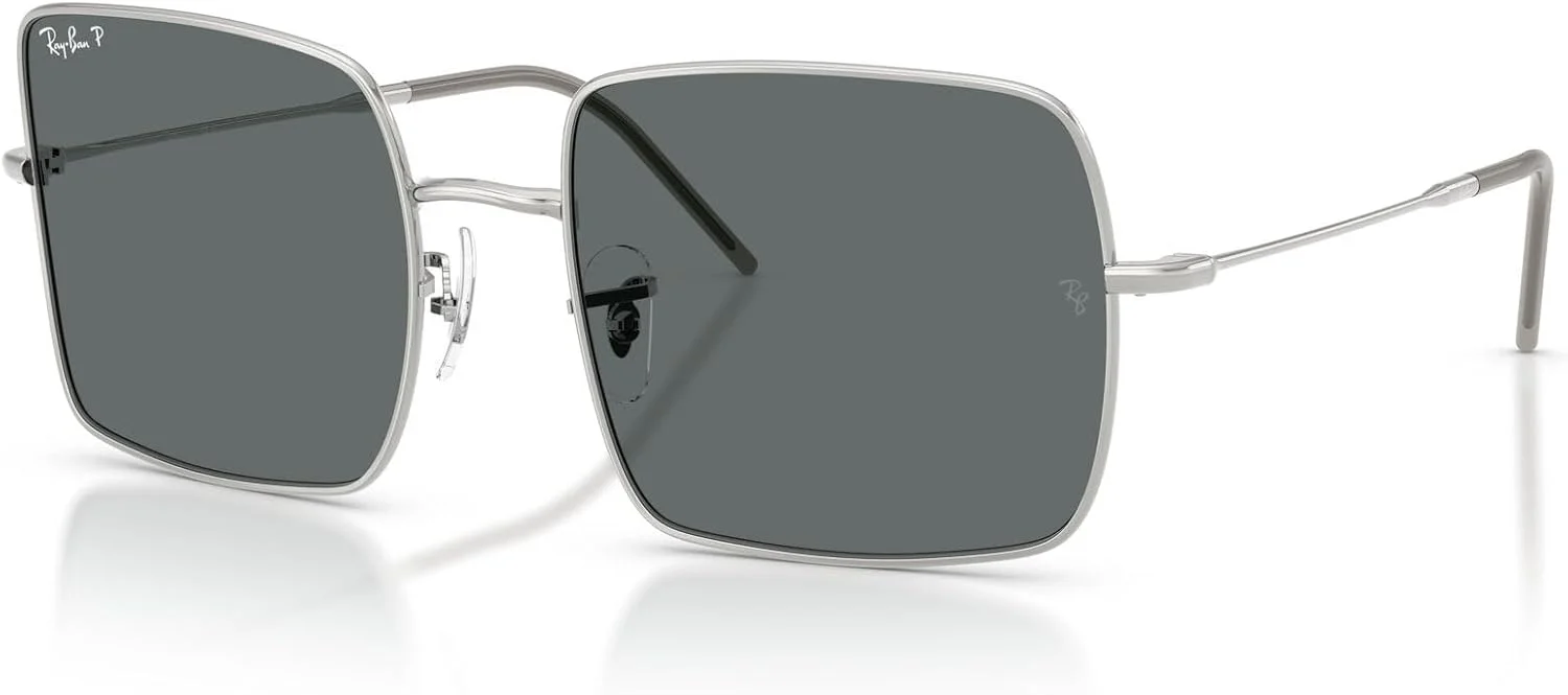 عینک آفتابی زنانه ری بن مدل RBR0104S Square 1971 Reverse، نقره ای/خاکستری تیره پلاریزه، 54 میلی متر