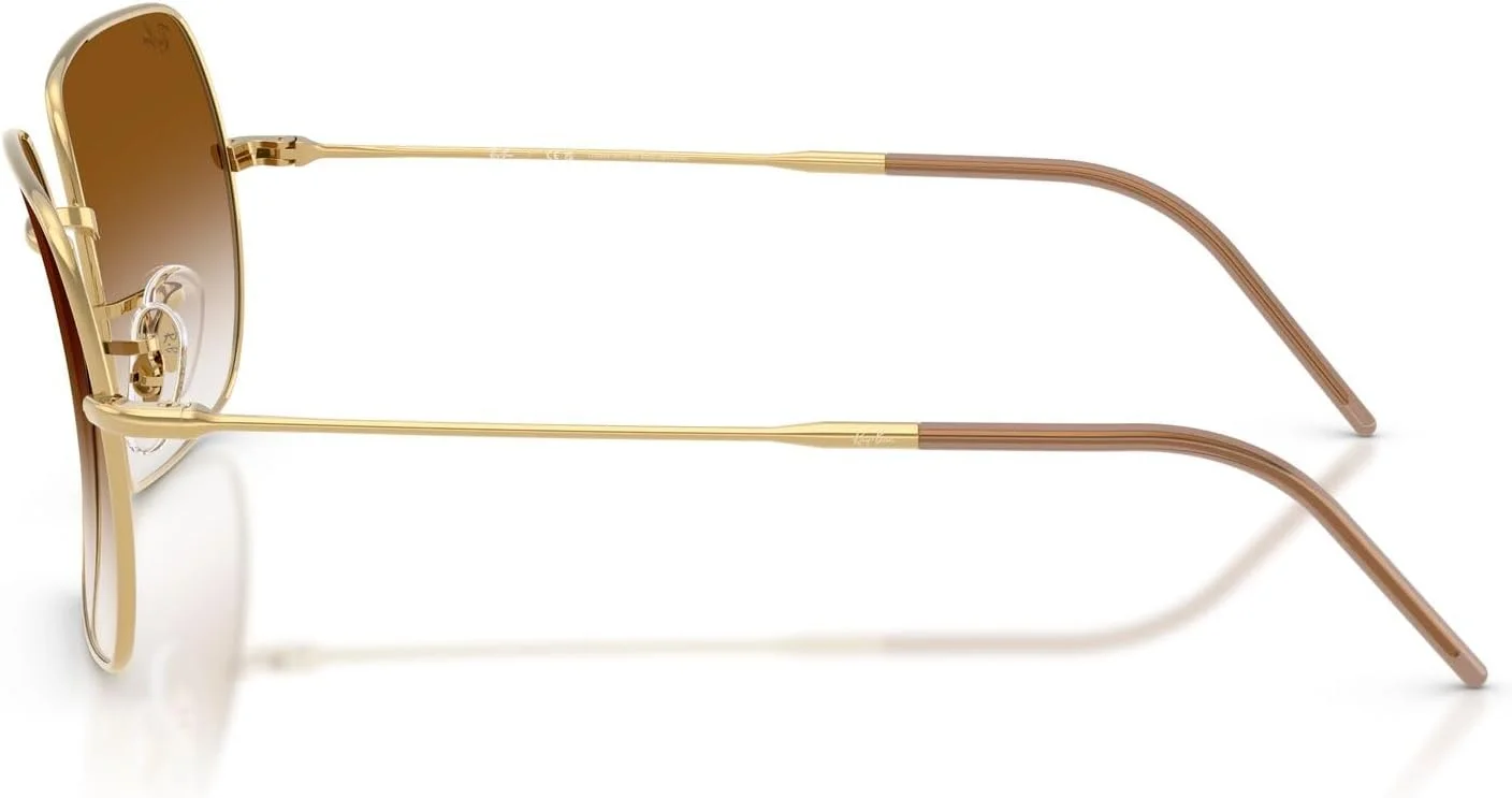 عینک آفتابی زنانه ری-بن مدل RBR0104S Square 1971 Reverse، طلایی/قهوه ای گرادیان شفاف، 54 میلی متر