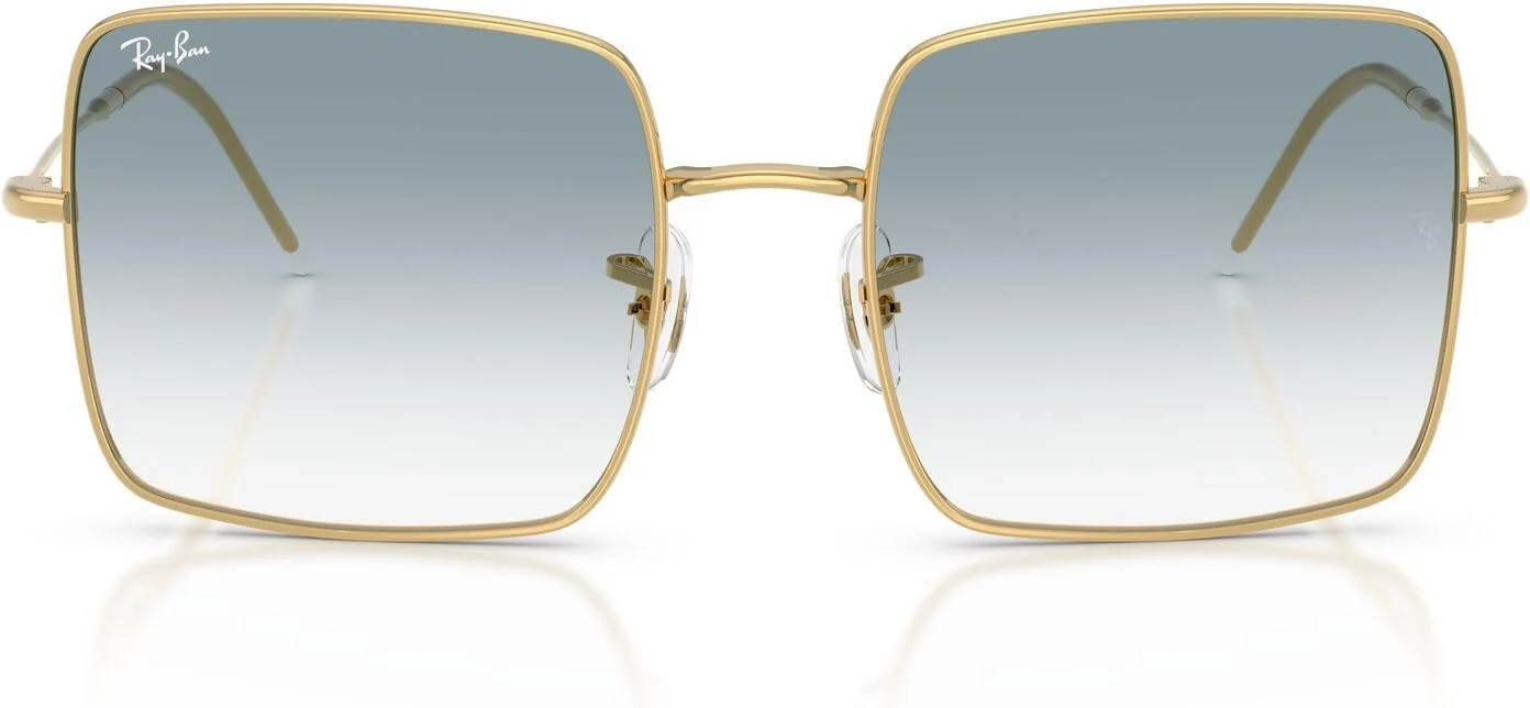 عینک آفتابی زنانه ری-بن مدل RBR0104S Square 1971 Reverse، طلایی/آبی گرادیان شفاف، 56 میلی متر