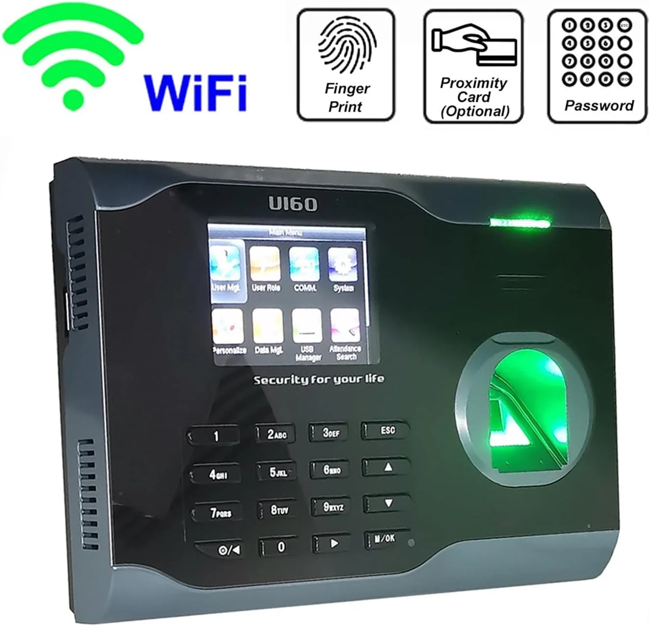 دستگاه حضور و غیاب اثر انگشتی WERTYFF مدل U160 WiFi، سیستم حضور و غیاب بیومتریک اثر انگشت، مدیریت حضور و غیاب کارمندان، دستگاه الکترونیکی پانچ اتوماتیک ورود و خروج، کاربری آسان (U160- دستگاه حضور و غیاب اثر انگشتی WERTYFF مدل U160 WiFi، سیستم حضور و غیاب بیومتریک اثر انگشت، مدیریت حضور و غیاب کارمندان، دستگاه الکترونیکی پانچ اتوماتیک ورود و خروج، کاربری آسان (U160-