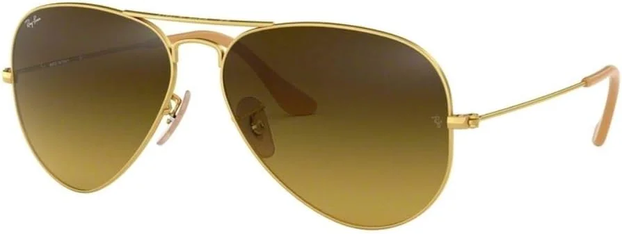عینک آفتابی خلبانی Ray-Ban RB3025 فلزی بزرگ تدریجی унисекс (فریم طلایی مات/لنز قهوه ای تدریجی 112/85، 58)