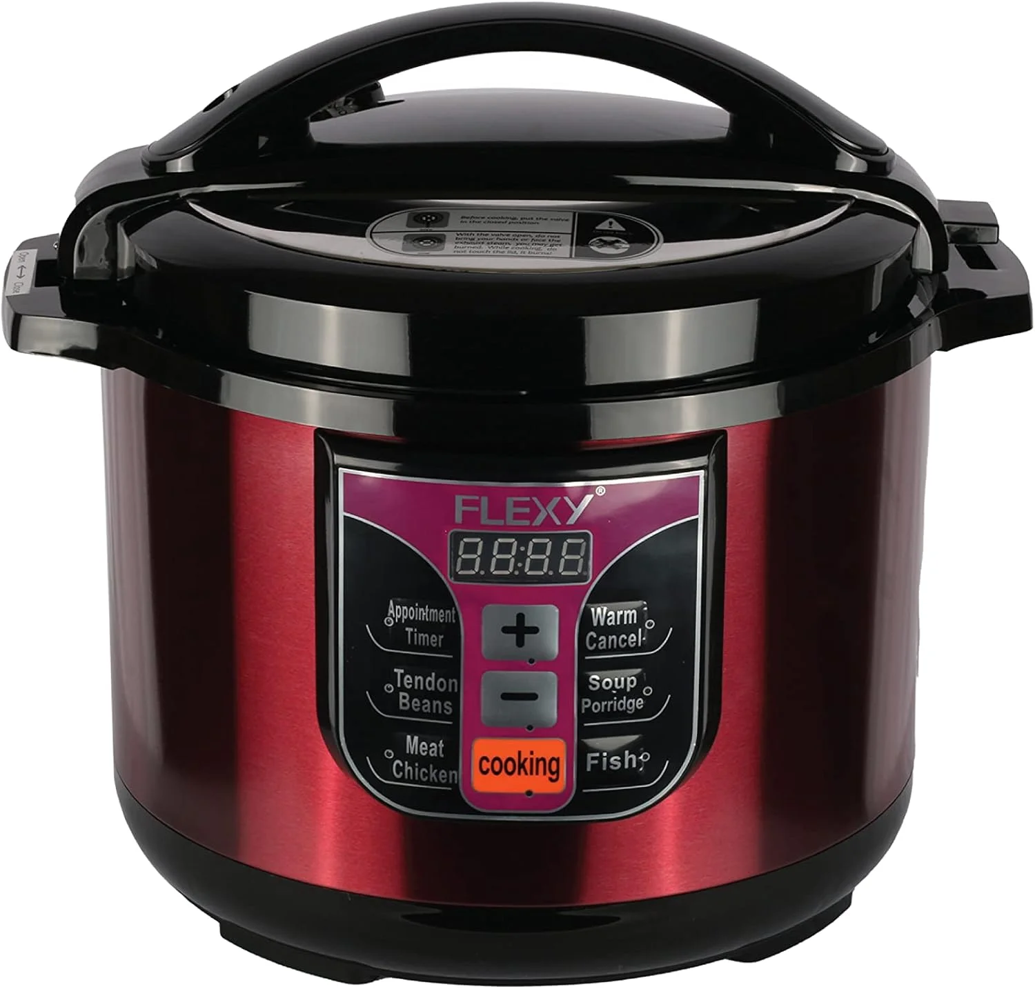 زودپز برقی FLEXY با ظرفیت 8 لیتر - 1350 وات با ویژگی های برنامه هوشمند، نمایشگر LED، چند منظوره (لوبیا، حلیم، سوپ، برنج، مرغ، گوشت و موارد دیگر)