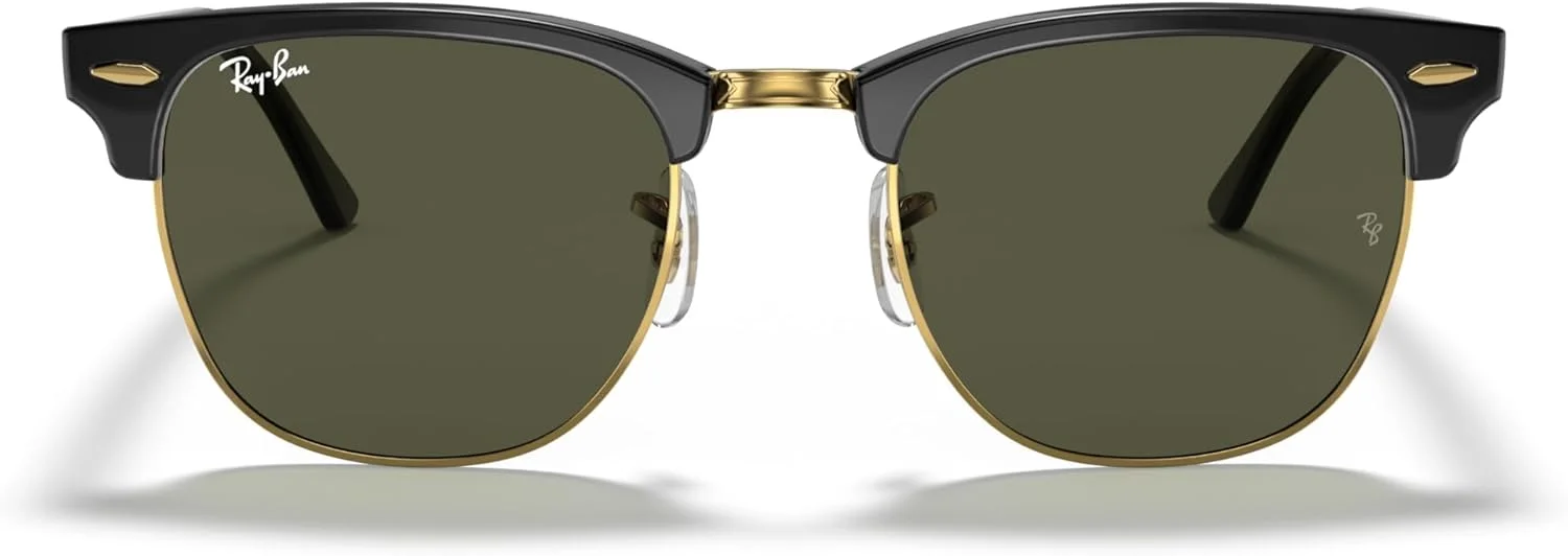 عینک آفتابی унисекс ری-بن، فریم مشکی روی طلایی، لنزهای سبز، 51 میلی متر