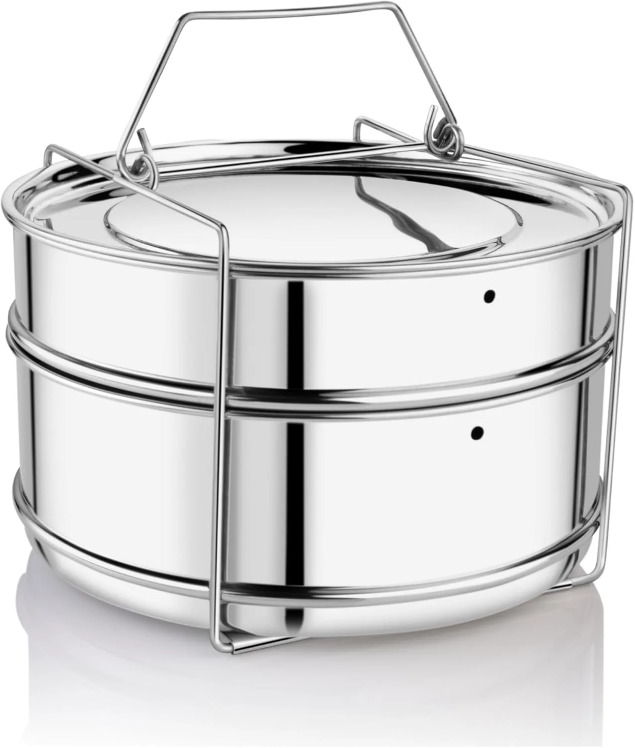 جداکننده پخت و پز Embassy SS مدل P5 مناسب برای زودپزهای درب بیرونی پرستیژ محبوب و محبوب پلاس 5.5 لیتری (2 ظرف با دستگیره، استیل ضد زنگ)