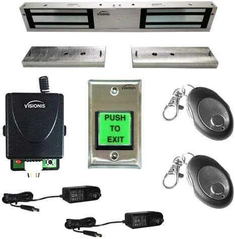سیستم کنترل دسترسی یک درب Visionis FPC-5199 با قفل الکترومغناطیسی 1200 پوندی و گیرنده بی سیم و کیت ریموت