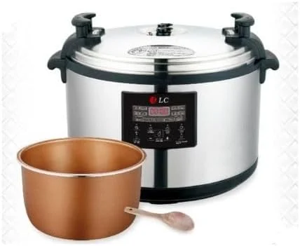 زودپز برقی DLC با ظرفیت 65 لیتر، 5000 وات، مدل DLC-38917-65، رنگ نقره ای/مشکی مدرن، ایده آل برای پخت و پز آسان برای خانواده ها و سرآشپزهای خانگی.