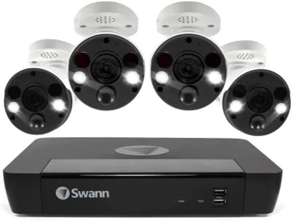 سیستم NVR امنیتی، 8 کانال، 2 ترابایت حافظه، 4 عدد دوربین 12 مگاپیکسلی، رزولوشن 6K