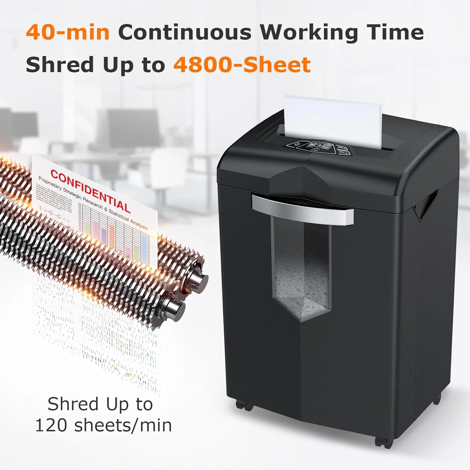 دستگاه خردکن کاغذ سنگین بونساای، 20 برگی، 40 دقیقه کار مداوم، مناسب برای استفاده تجاری در دفاتر بزرگ، سیستم ضد گیر کردن و امنیت بالا P-4، قابلیت خرد کردن CD/کارت اعتباری/منگنه، سطل 7 گالنی مدل C144-D