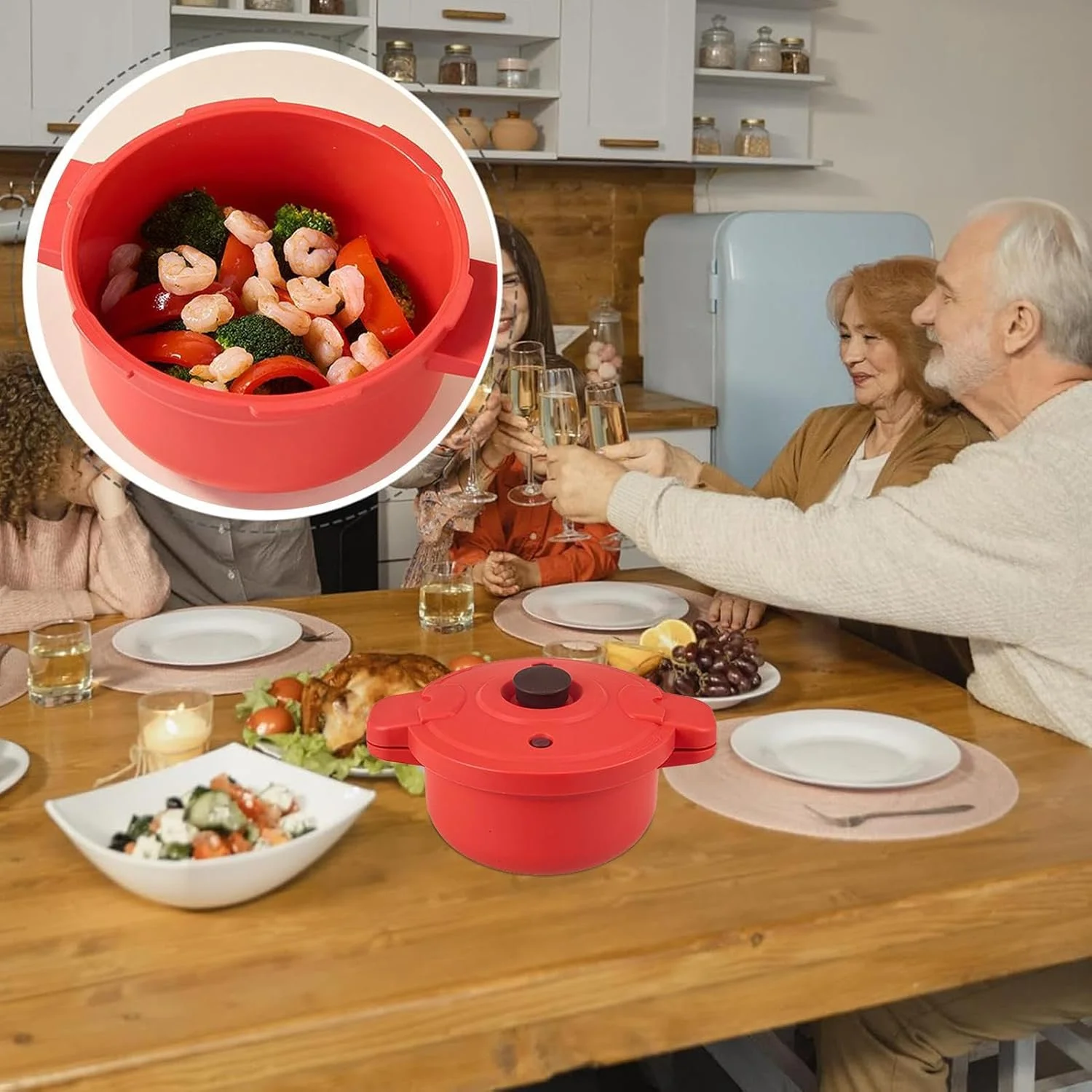 زودپز مایکروویو | قابلمه بخارپز سبزیجات مایکروویو، ابزار پخت و پز سریع چند منظوره 2.3 لیتری برای خوابگاه، محل کار، آشپزخانه دانشگاه، پخت صبحانه، پخت و پز خانگی، مسافرت، ناهار و شام