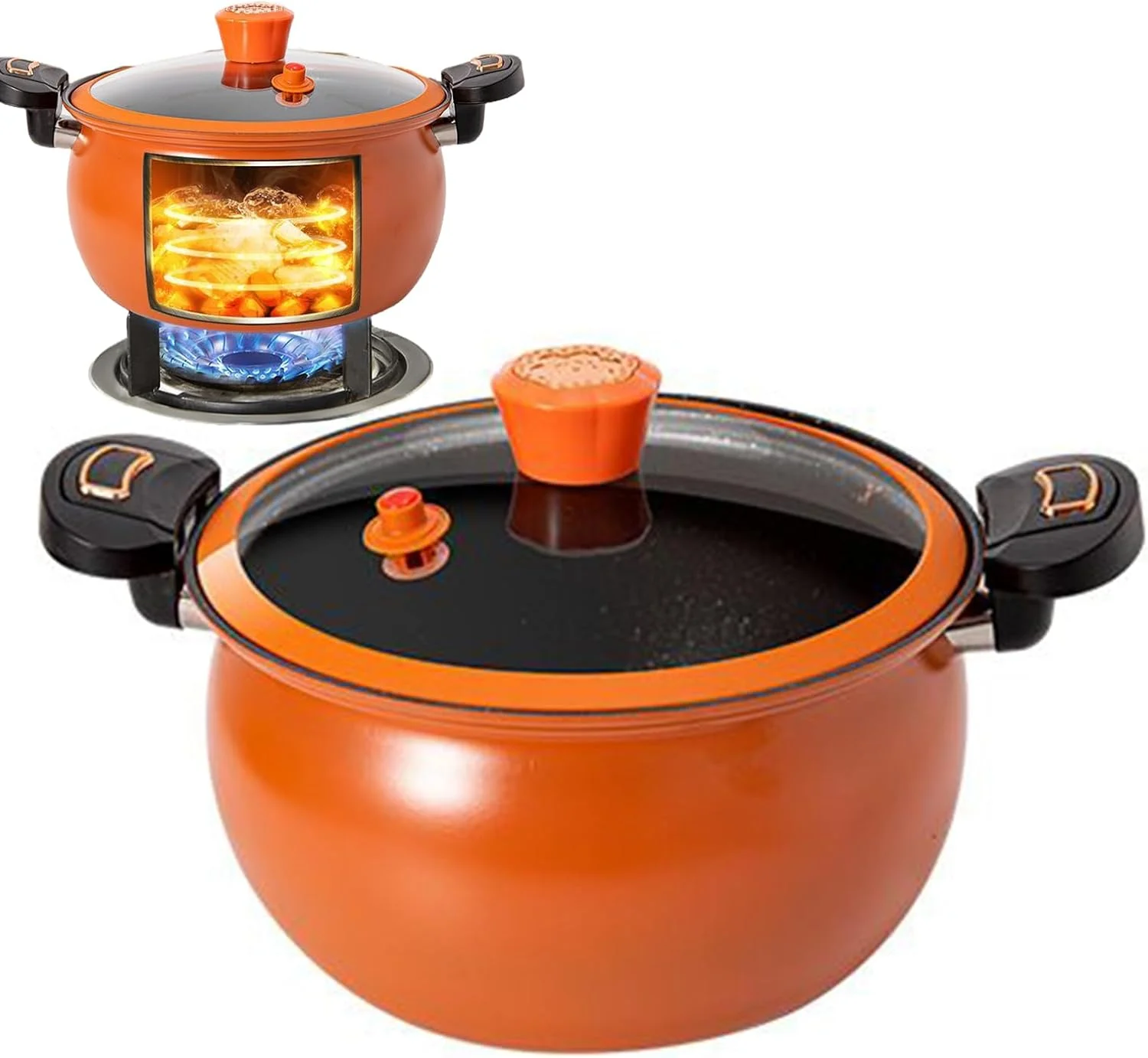 زودپز | قابلمه نچسب، زودپز نچسب با حرارت دهی سریع به همراه درب شیشه ای برای پخت و پز خانگی، سوپ و خورش