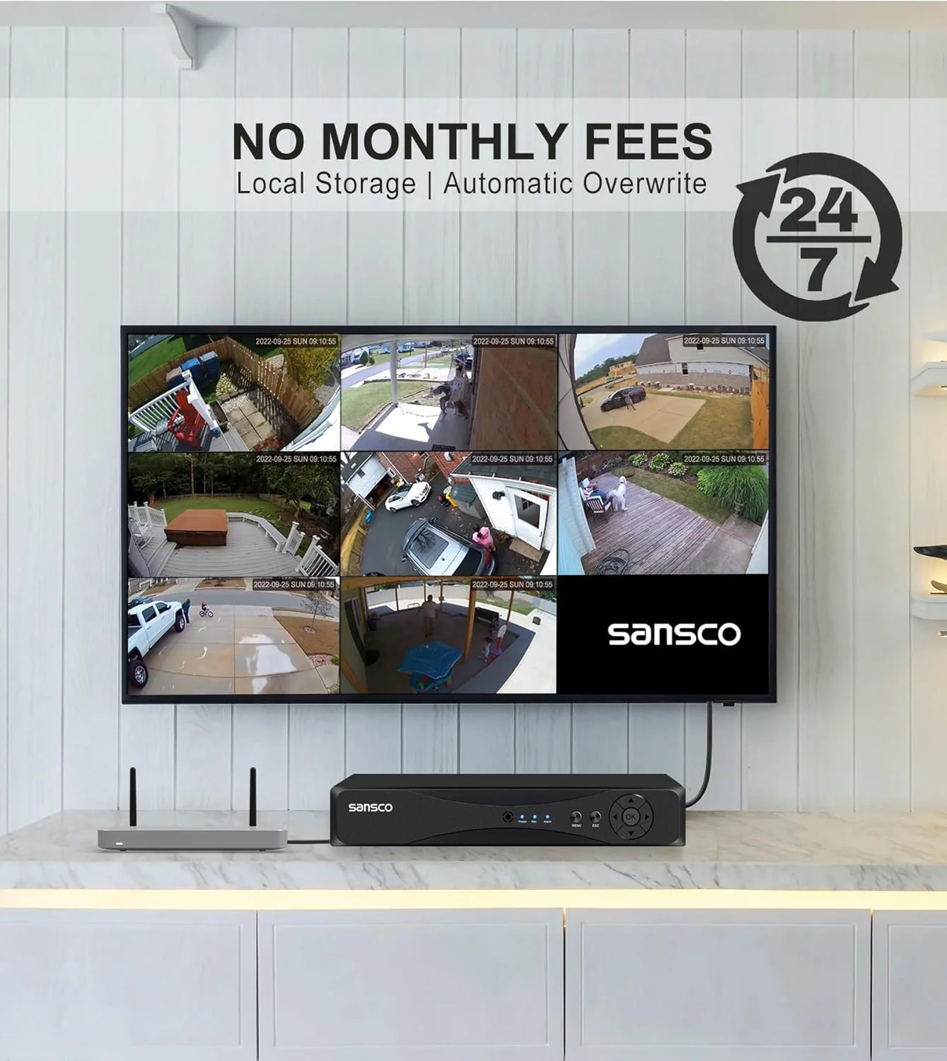 سیستم دوربین مداربسته 8 کانال 5 مگاپیکسل SANSCO با هارد دیسک 3 ترابایتی برای ضبط 24/7، شامل 8 عدد دوربین امنیتی گلوله ای 5 مگاپیکسلی مناسب فضای باز (دید در شب، تشخیص چهره/انسان، ضد آب، H.265، هشدار ایمیل/برنامه) سیستم دوربین مداربسته 8 کانال 5 مگاپیکسل SANSCO با هارد دیسک 3 ترابایتی برای ضبط 24/7، شامل 8 عدد دوربین امنیتی گلوله ای 5 مگاپیکسلی مناسب فضای باز (دید در شب، تشخیص چهره/انسان، ضد آب، H.265، هشدار ایمیل/برنامه)