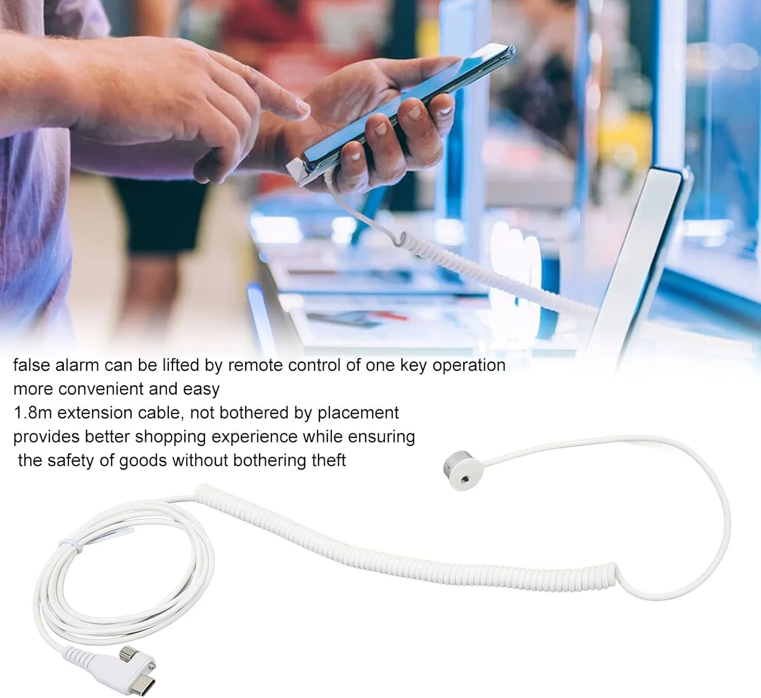 ریموت کنترل ضد سرقت برای نمایش تلفن همراه - سیستم ضد سرقت با طراحی صدای آلارم 100dB برای مراکز خرید، نمایش تجاری محصولات الکترونیکی و محافظت (سر گرد)