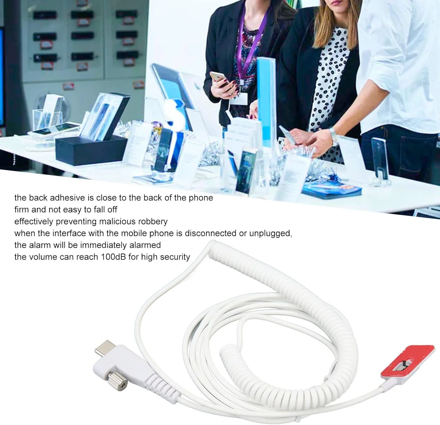 ریموت کنترل ضد سرقت برای نمایش تلفن همراه - سیستم دستگاه ضد سرقت با طراحی صدای آلارم 100dB برای مراکز خرید، نمایش تجاری محصولات الکترونیکی (سر مستطیلی)