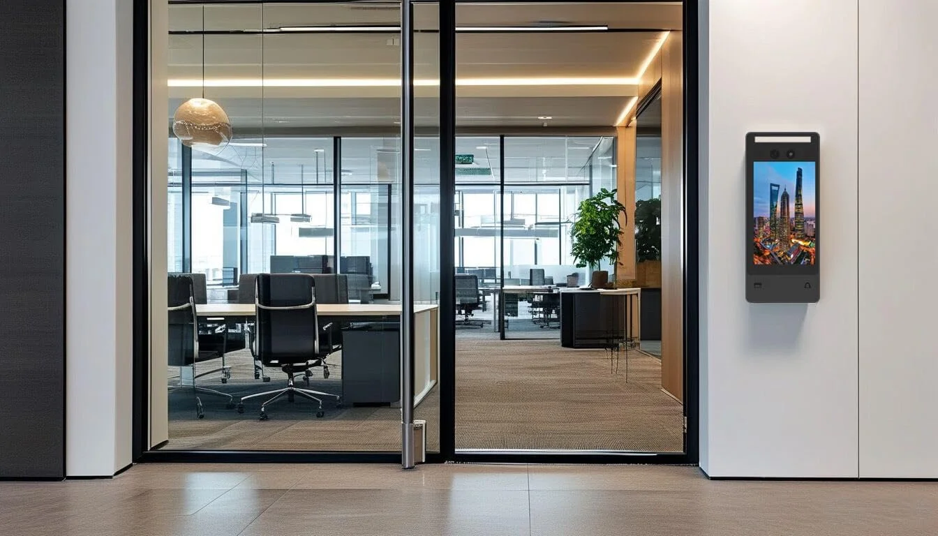 سیستم کنترل دسترسی تشخیص چهره با قفل مغناطیسی 600 پوندی، صفحه نمایش HD 5 اینچی، رگ دست، کارت IC و ورود با صفحه کلید، زنگ درب و دکمه خروج مادون قرمز برای امنیت کسب و کار خانگی