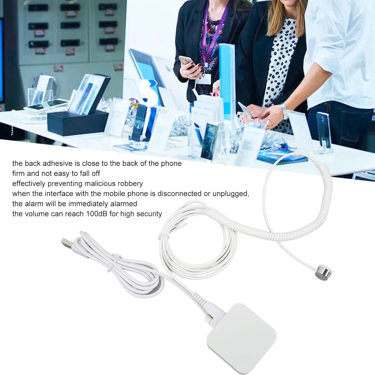 ریموت کنترل ضد سرقت برای نمایش تلفن همراه - سیستم ضد سرقت با طراحی صدای آلارم 100dB برای مراکز خرید، نمایش تجاری محصولات الکترونیکی و محافظت (سر گرد)