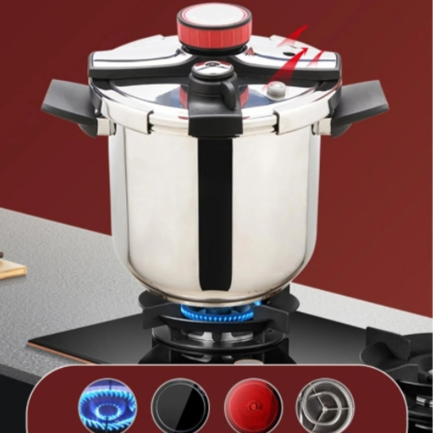 زودپز استیل 6 لیتری قفل پیچی Derovan - فشار بالا 80 کیلو پاسکال، سازگار با اجاق گاز و القایی، قابلمه چند منظوره برای سوپ و خورشت