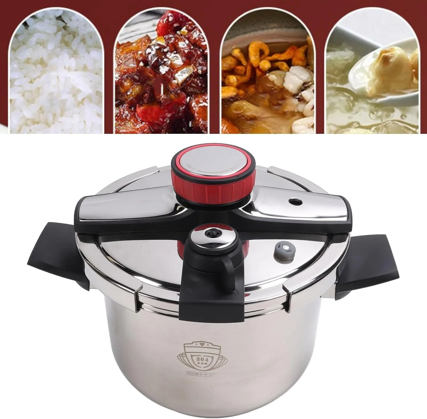 زودپز استیل 6 لیتری قفل پیچی Derovan - فشار بالا 80 کیلو پاسکال، سازگار با اجاق گاز و القایی، قابلمه چند منظوره برای سوپ و خورشت